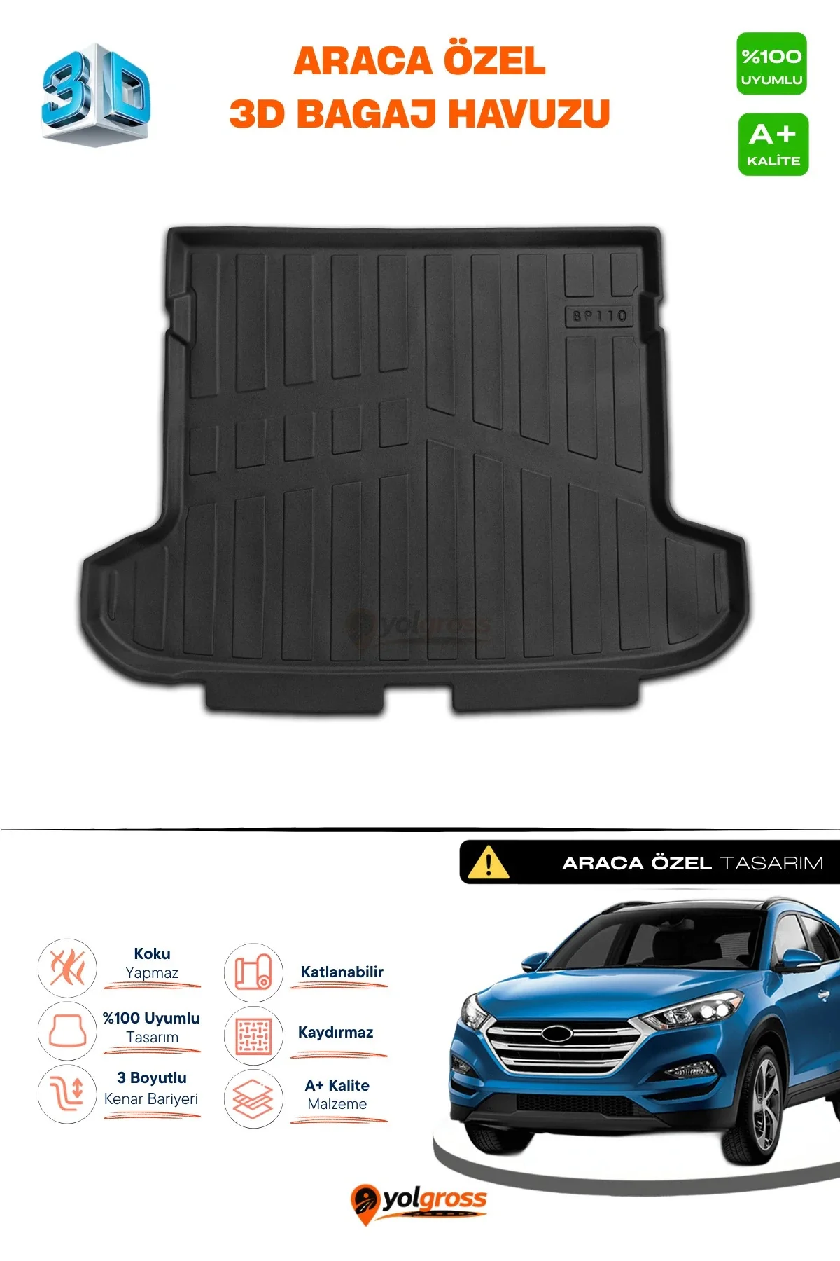 Hyundai Tucson 3D Pro Bagaj Havuzu 2015-2021 A+ Kalite