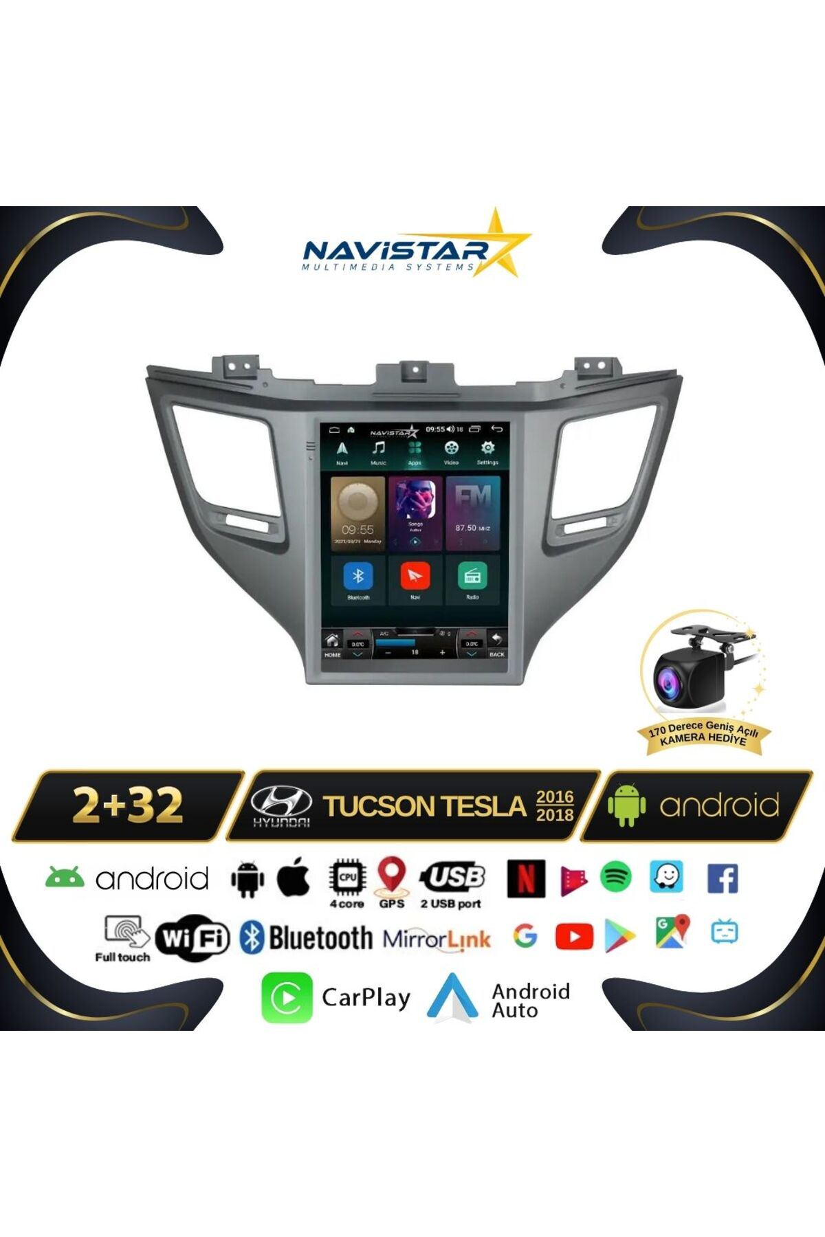 Hyundai Tucson Tesla 2016-2018 Model 2gb 32gb Kablosuz Carplay Na Hyundai Tucson Tesla 2016-2018 Model 2gb 32gb Kablosuz Carplay Na