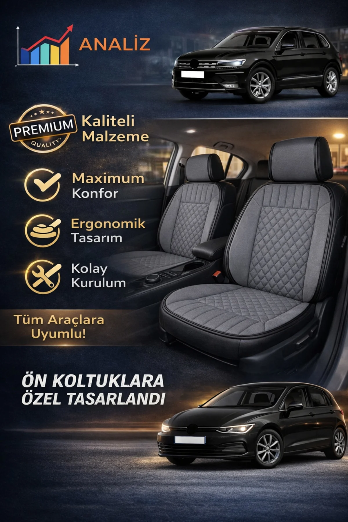 Hyundai TUSCON ELİTE 2021 Uyumlu Eren Daimond 2 Parça Ön Oto Koltuk Minderi Terletmez Gri Fiyatı, Yorumları ve Özellikleri