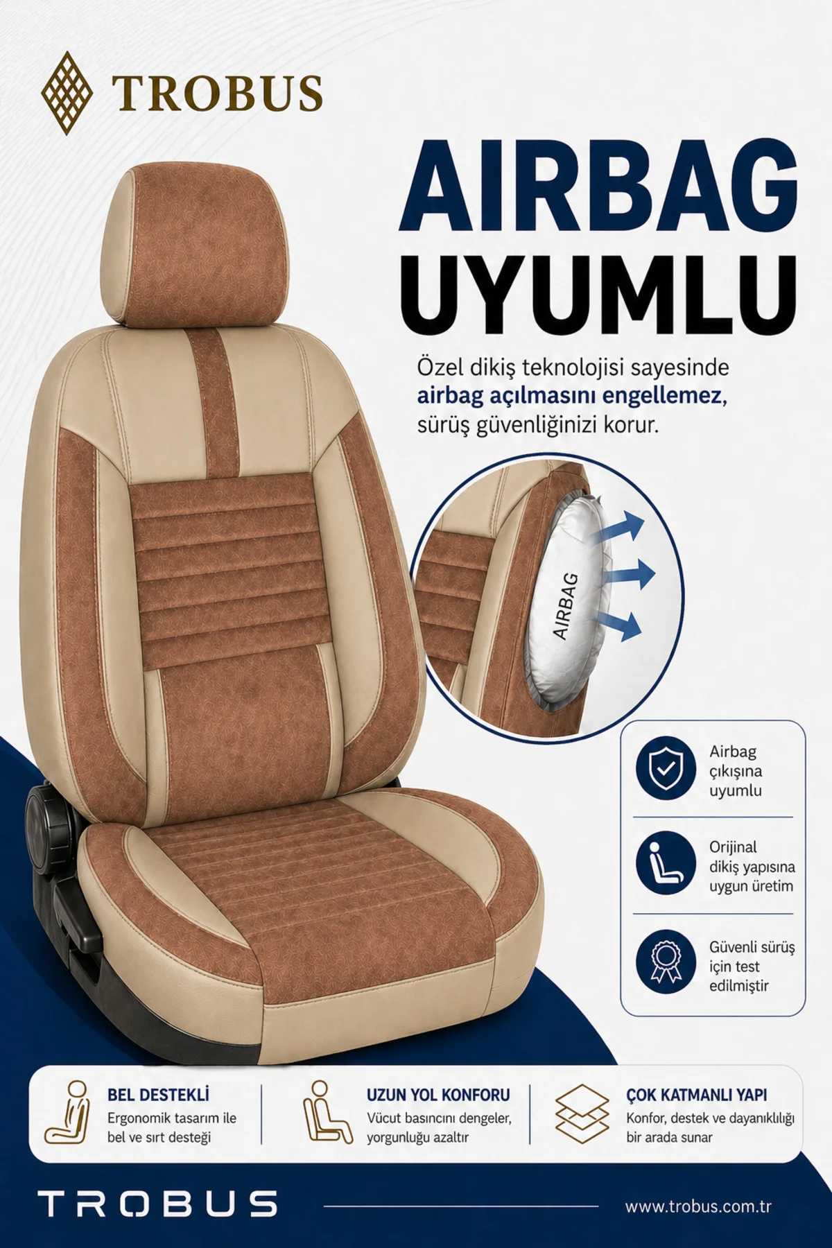 Hyundai Tuscon Elite 2021 ve Sonrası Uyumlu Apex Serisi Tay Tüyü Oto Koltuk Kılıfı Bej Kahve