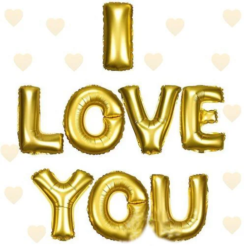 I Love You Folyo Balon Altın Renk 35 CM | Sevgililer Günü & Hediye Balonu