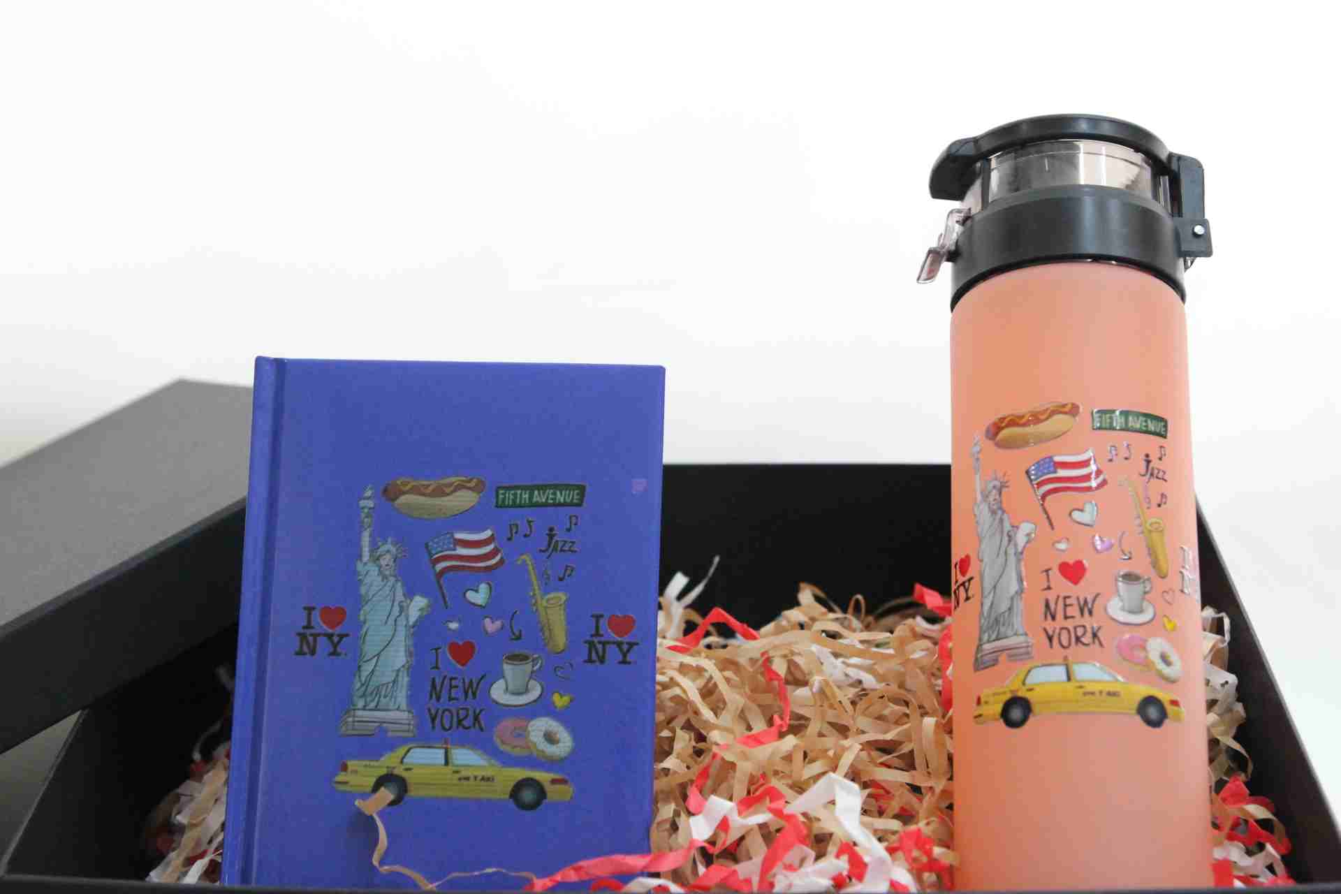 I Love You New York Temalı Hediye Seti - Termos ve Defter Hediye Kutusu