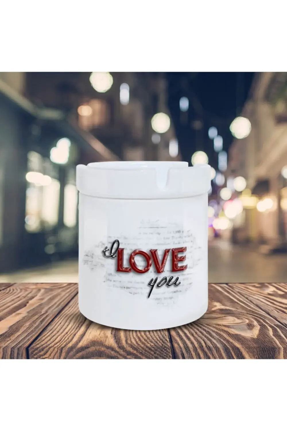 I Love You Yazılı Baskılı Seramik Küllük Kül Tablası-210549