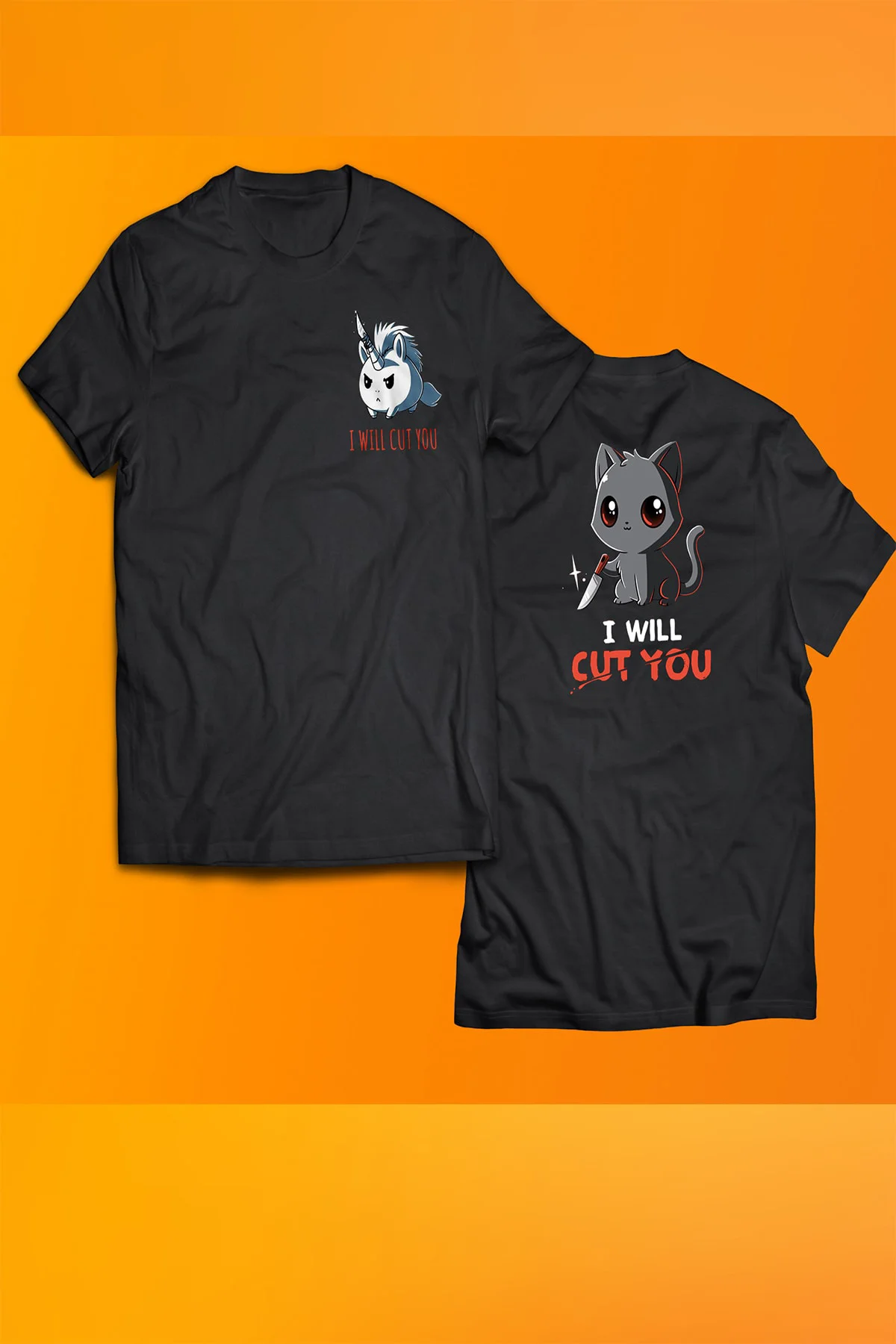 I Will Cut You Baskılı %100 Pamuk Oversize T-shirt Büyük Beden Ti