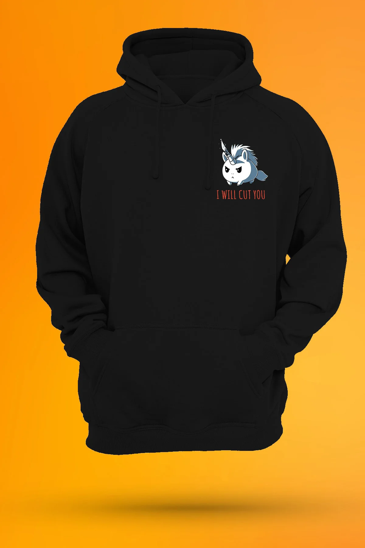 I Will Cut You Baskılı Fermuarsız Kapüşonlu Sweatshirt