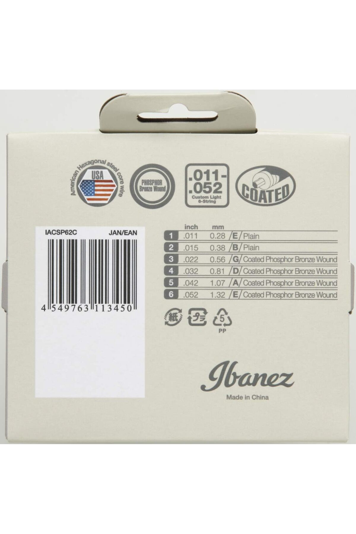 IACSP62C Phosphor Bronze Custom Light Akustik Gitar Teli 11-52 SE