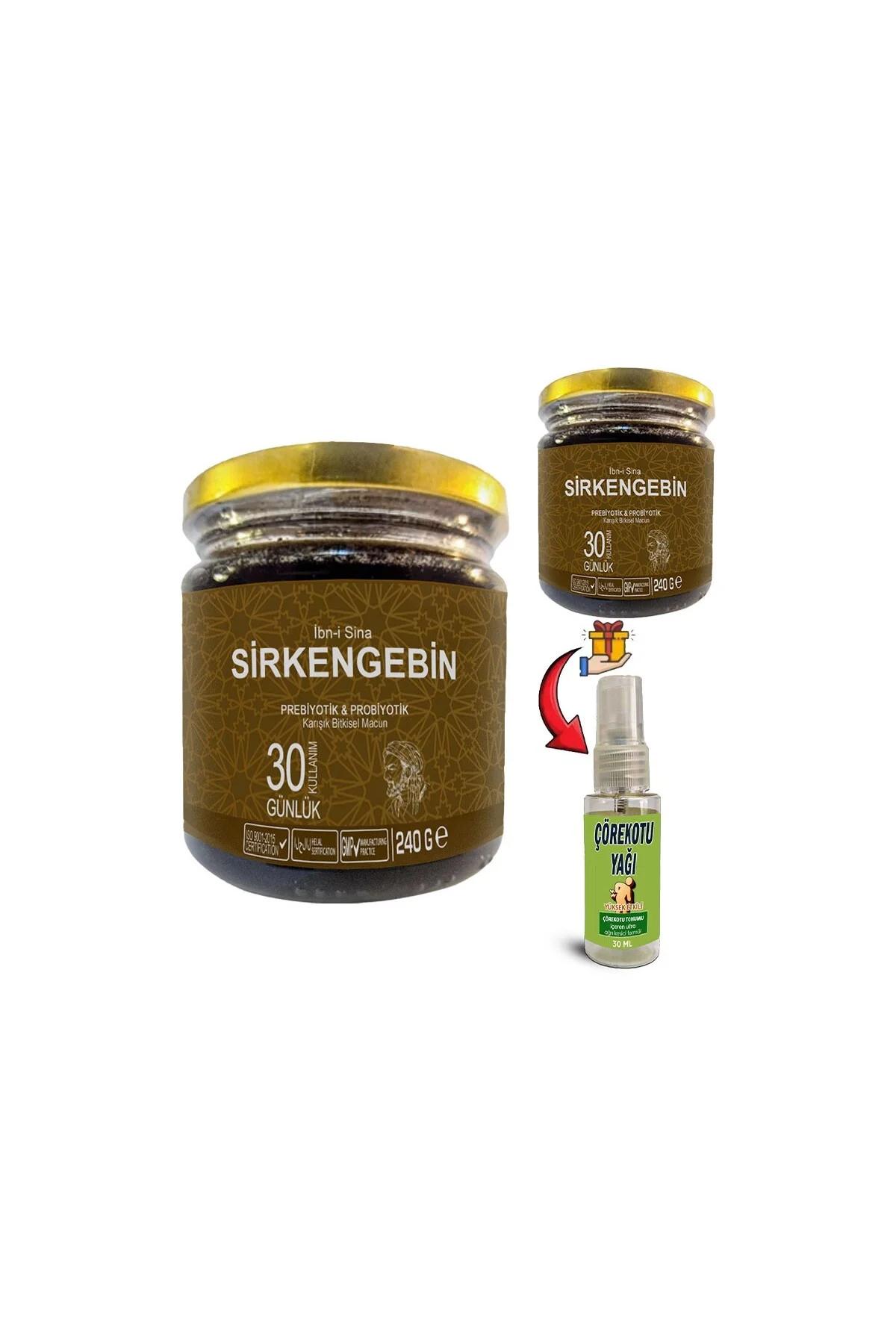Ibn-i Sina Sirkengebin 2 Kutu Aromatik Prebiyotik Macun + Çörek Otu Yağı Ibn-i Sina Sirkengebin 2 Kutu Aromatik Prebiyotik Macun + Çörek Otu Yağı