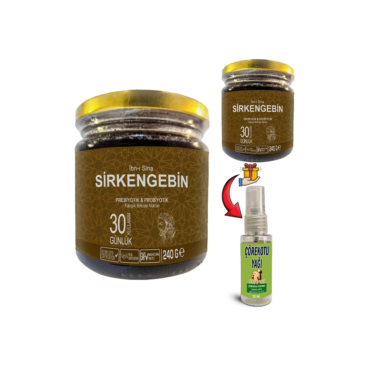 Ibn-i Sina Sirkengebin 2 Kutu Aromatik Prebiyotik Macun + Çörek Otu Yağı - Sindirim Desteği Fiyatı, Yorumları ve Özellikleri