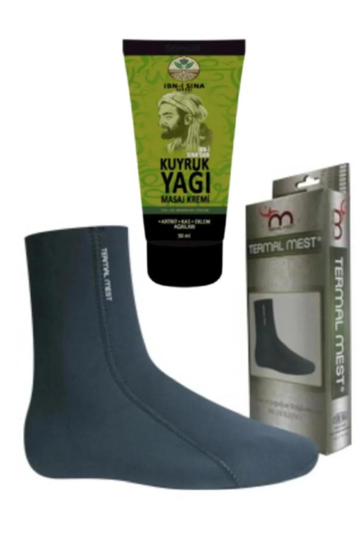 İbni Sina Kuyruk Yağı Vücut Bakım Kremi 50ml x 2 Adet + Isı Geçirmez Mest XL