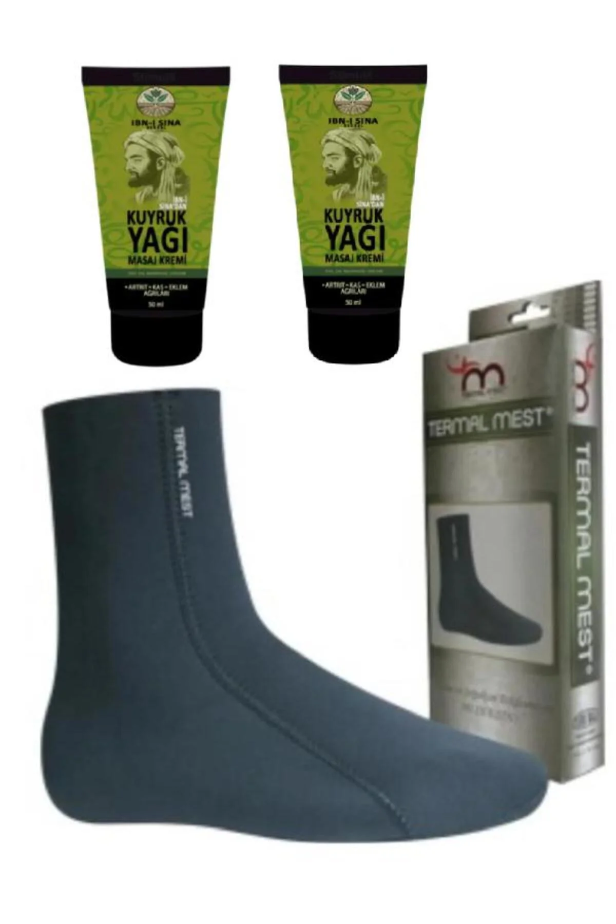 İbni Sinalı Kuyruk Yağı Masaj Kremi 2x50ml + Su Geçirmez Mest Çorap (L) - Doğal Eklemler İçin Fiyatı, Yorumları ve Özellikleri
