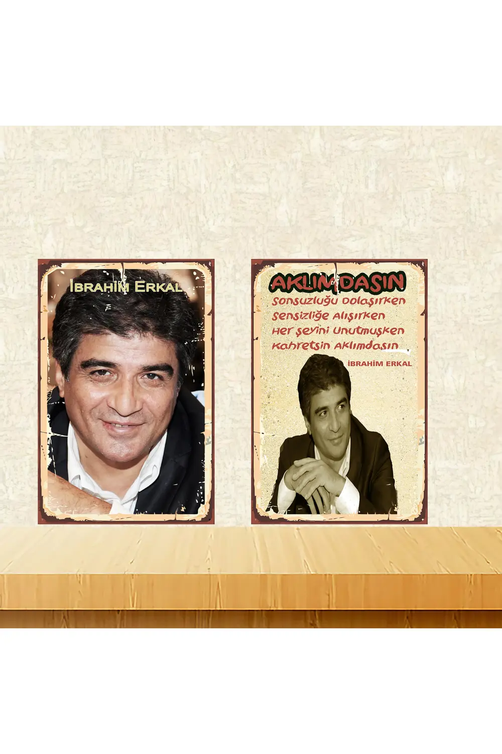 İbrahim Erkal Sözleri Temalı 2 Ad 20 x 30 CM MDF Ahşap Duvar Tabl