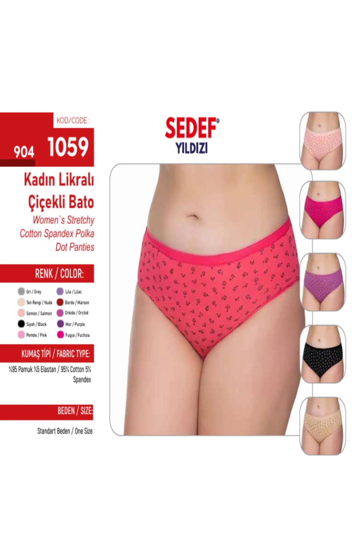 İç Giyim (12 ADET) LİKRALI KARIŞIK DESENLİ TEK EBAT (38) (M) BATO SLİP KÜLOT