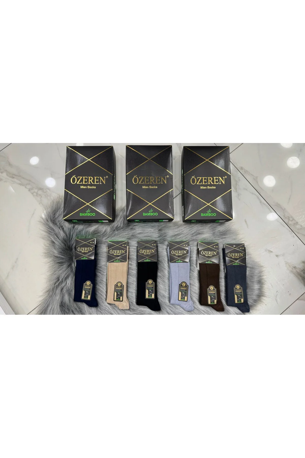İç Giyim ( 12 Adet) ÖZEREN ERKEK RAHAT ÇİZGİLİ BAMBU ÇORAP