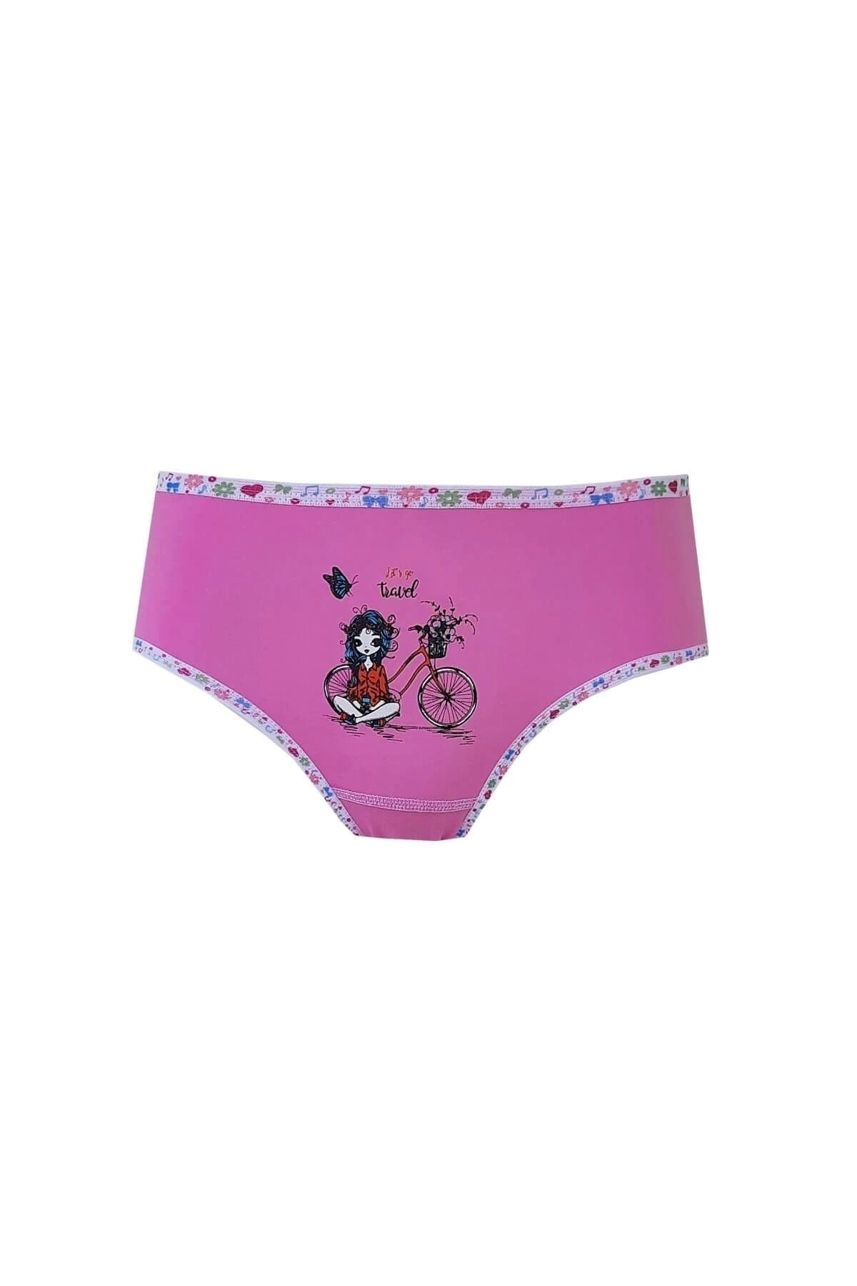 Iç Giyim 12li Kız Çocuk Baskılı Renkli Külot Likralı Slip