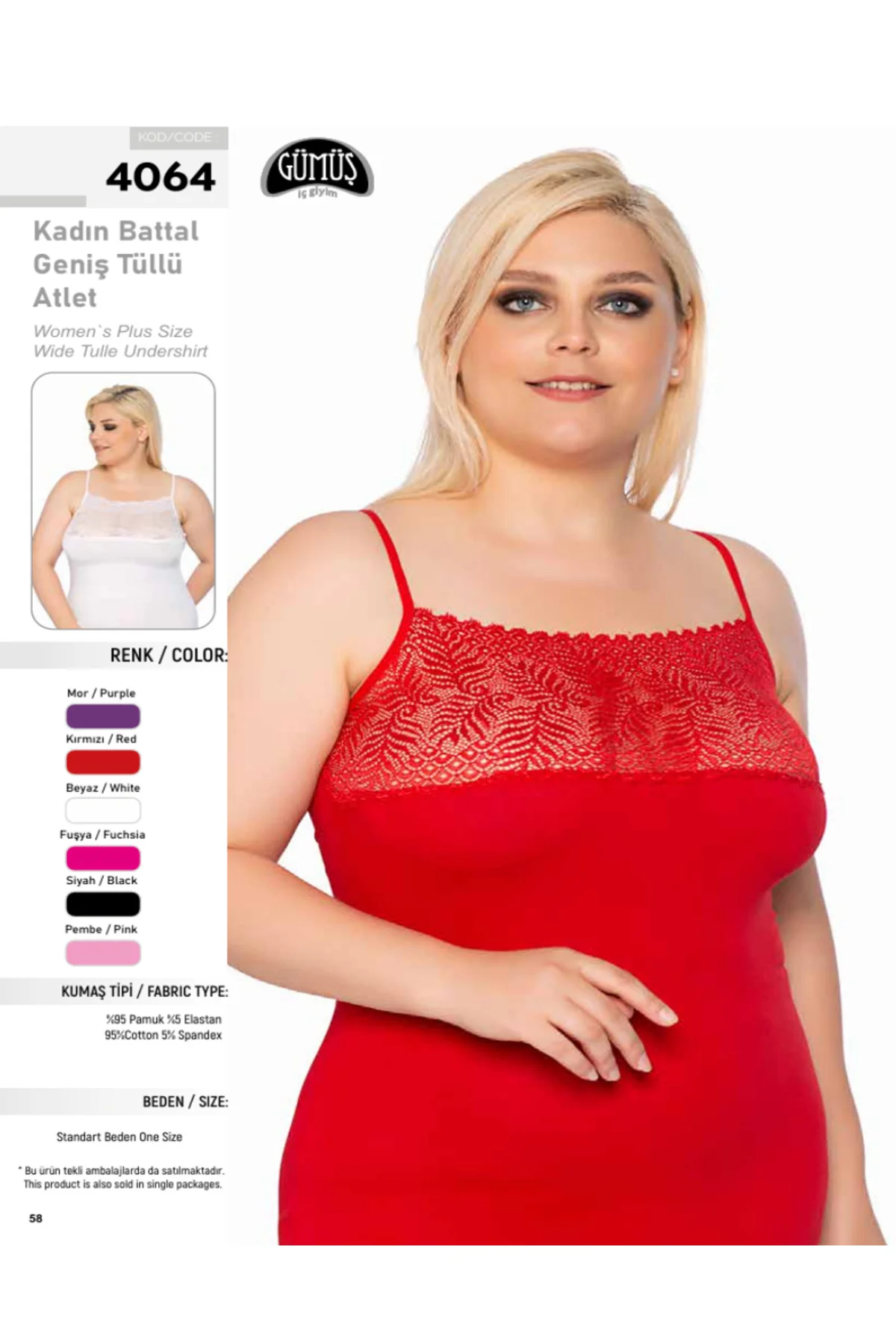 İç Giyim (3 ADET) GÜMÜŞ GENİŞ TÜLLÜ LİKRALI İNCE ASKI ATLET