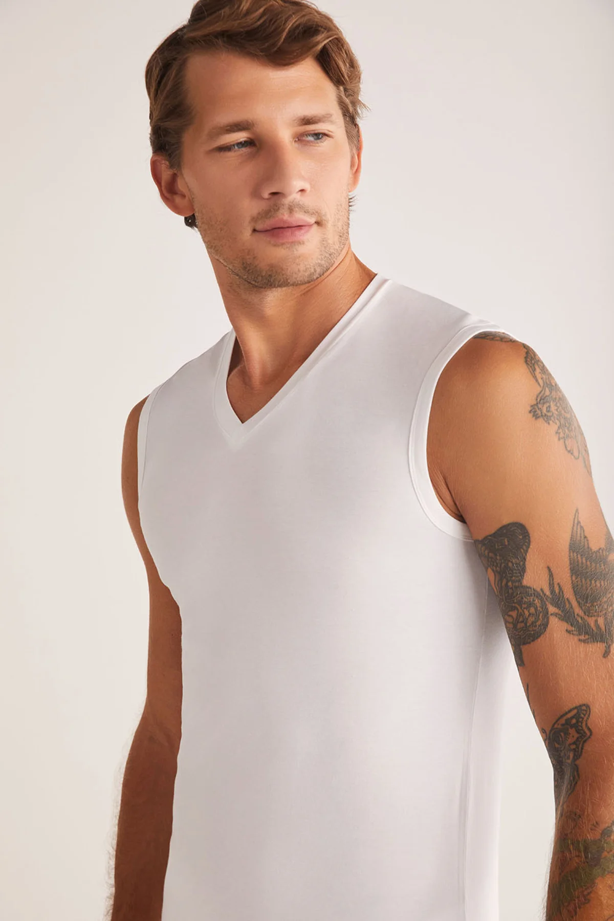 İç giyim 3 Adet K.O.M Francesco V Yaka Pamuklu Erkek Atlet