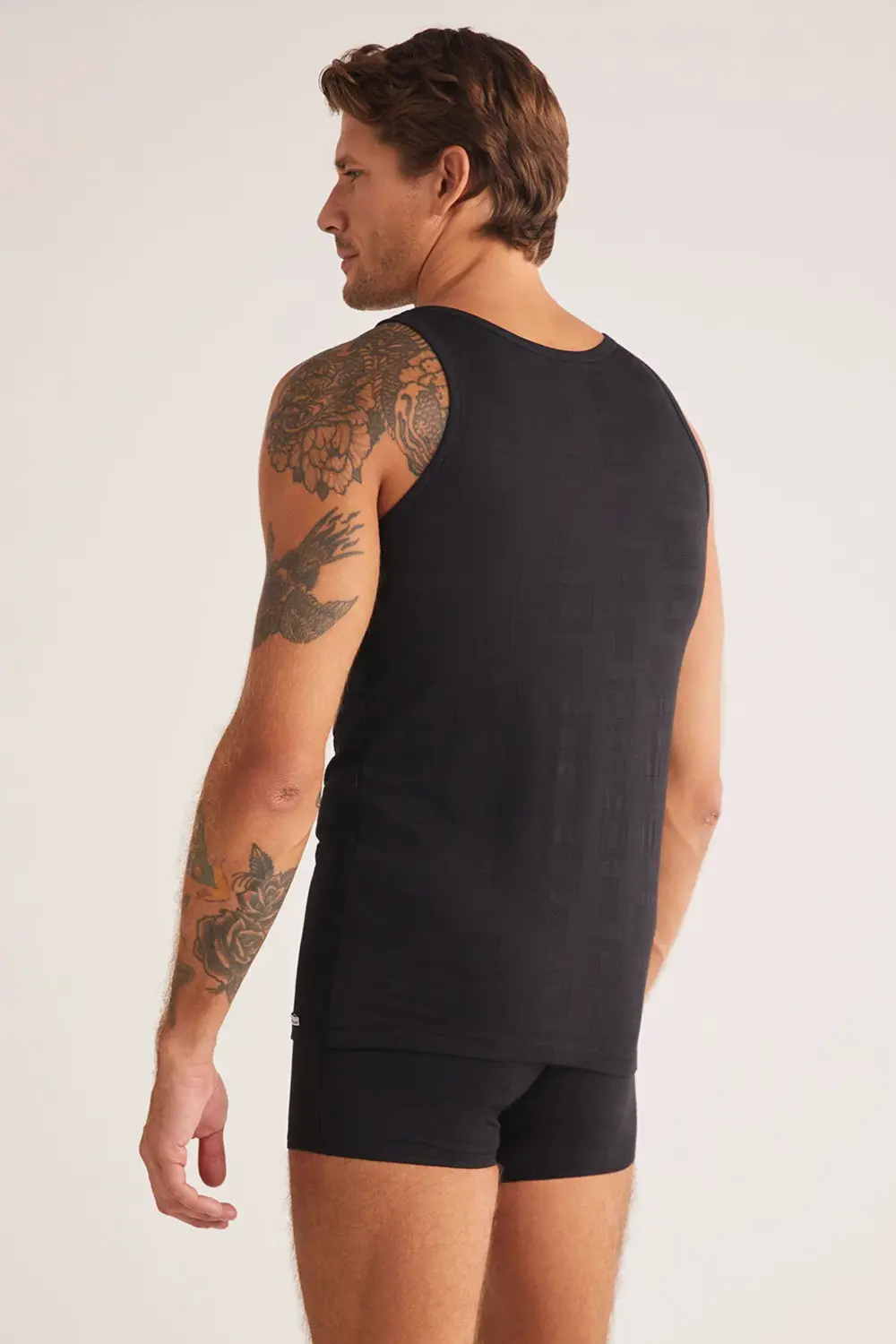 İç giyim 3 Adet K.O.M Anka Askılı Modal Jakar Desen Erkek Atlet