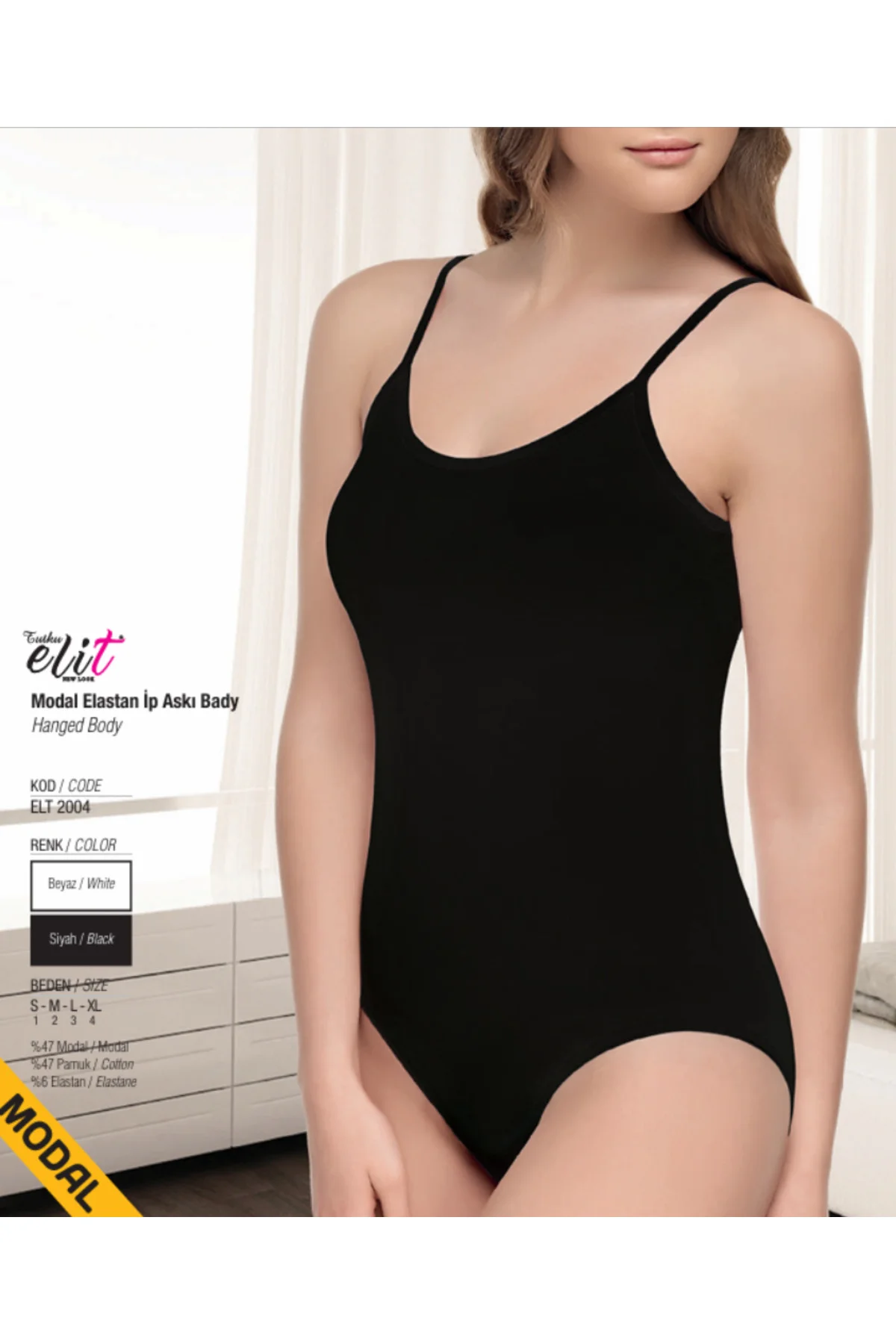 İç Giyim (3 ADET) Tutku Elit Modal İp Askılı Çıtçıtlı Body Atlet