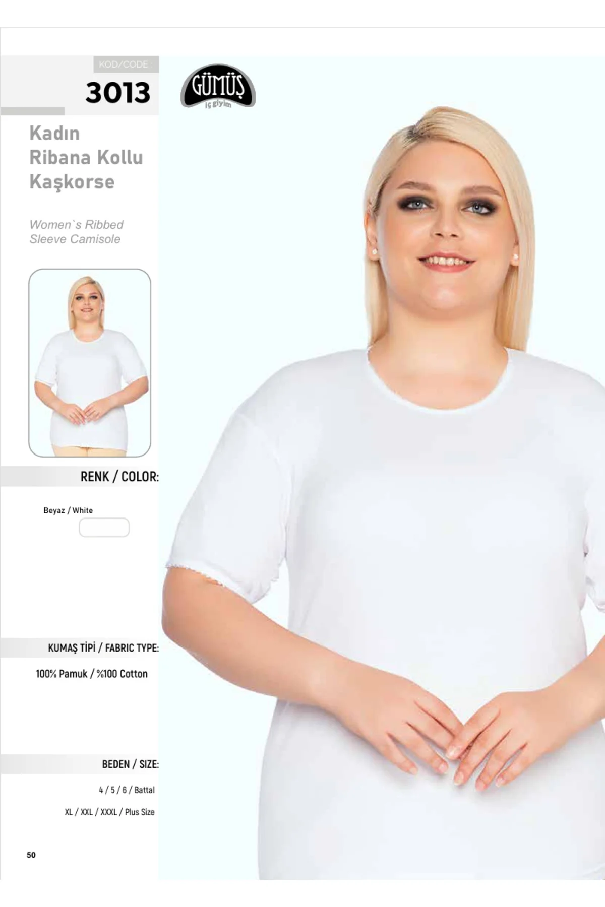 İç Giyim (6 ADET) %100 Pamuk GÜMÜŞ Ribana Esnek ve Rahat Anne Büyük Bedenli Atlet Modelleri