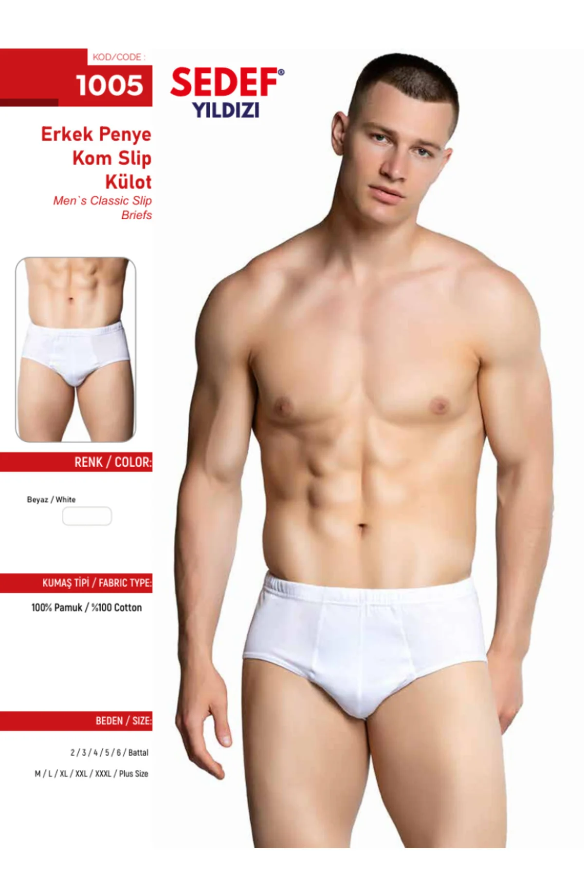 İç Giyim (6 Adet) %100 Pamuk Eko Paket Erkek Slip Külot