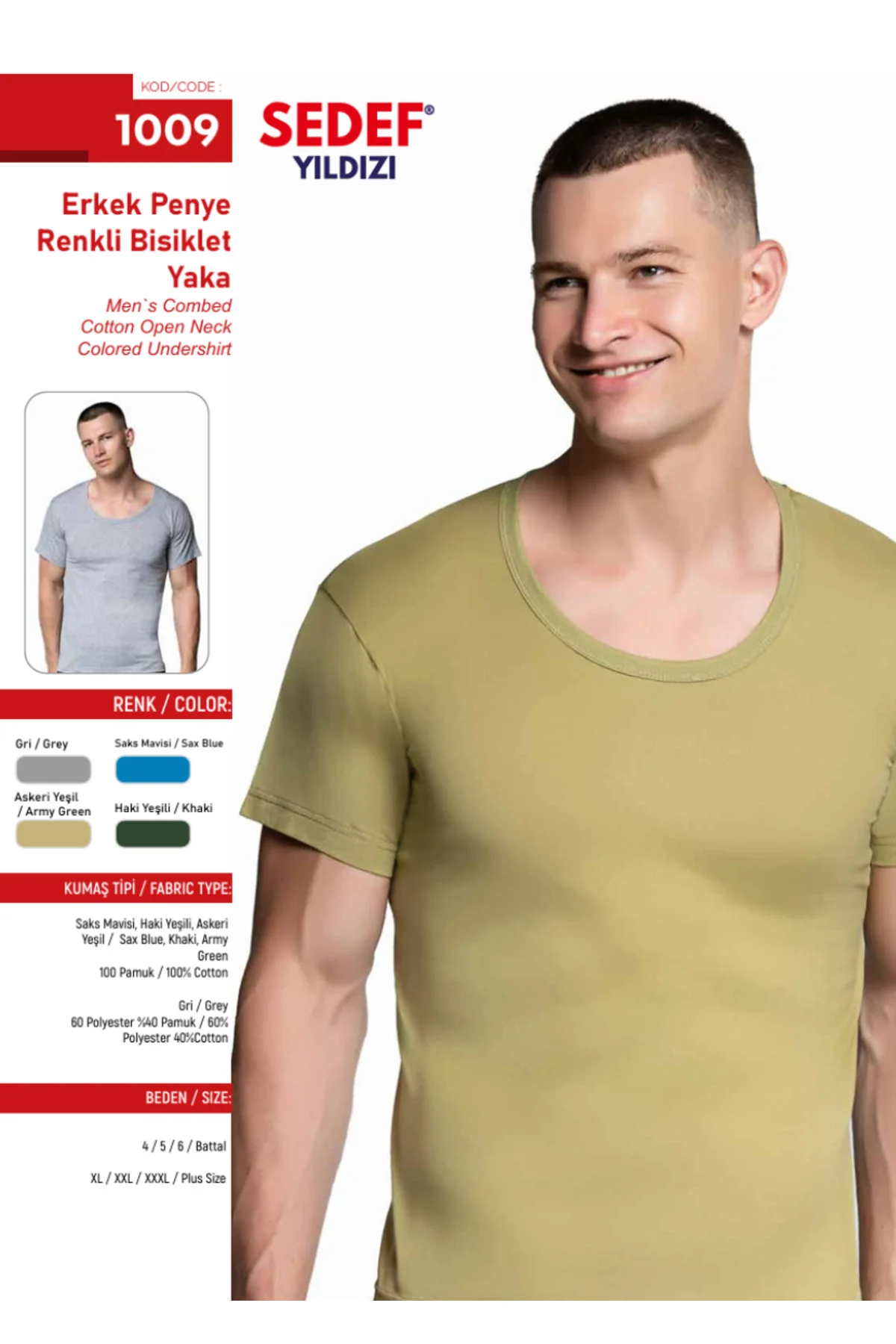 İç Giyim (6 Adet) %100 Pamuk Erkek Açık Yaka Penye Atlet