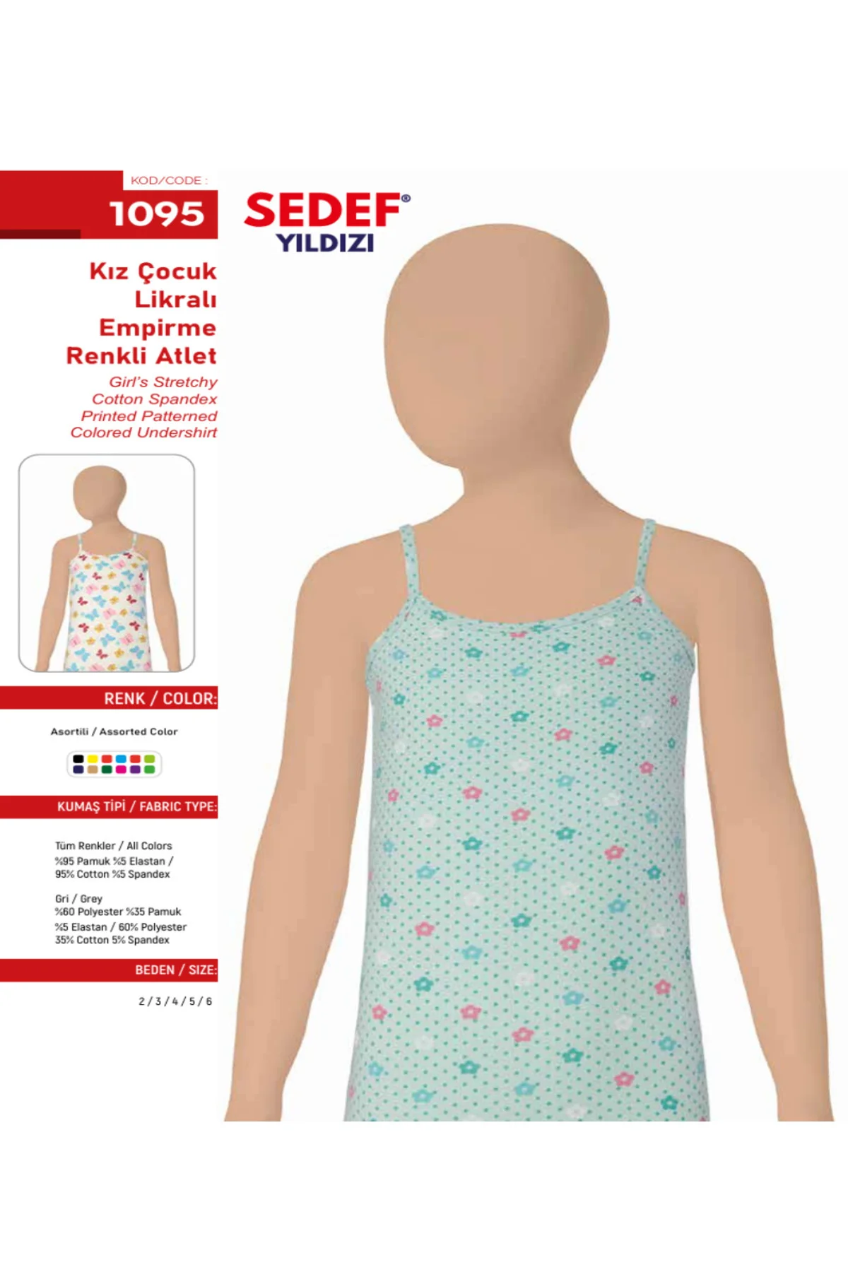 İç Giyim (6 adet) Kız Çocuk Atlet Ekonomik Paket Modelleri
