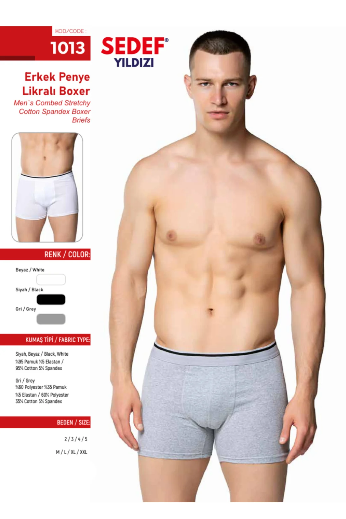 İç Giyim (6 Adet) LİKRALI ERKEK KEMERLİ BOXER