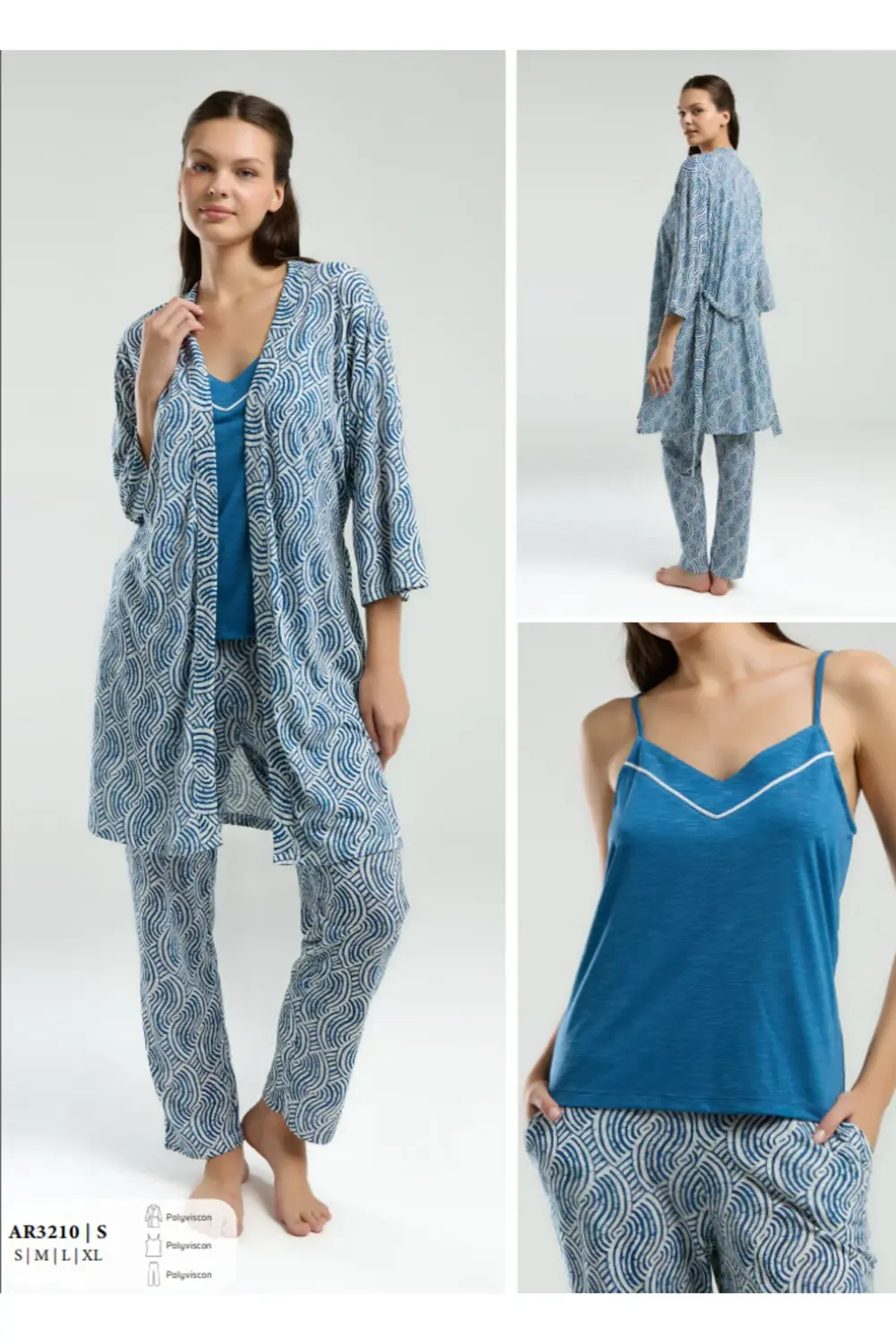 İç Giyim ARNETTA 3'lü Uzun Pijama Takımı