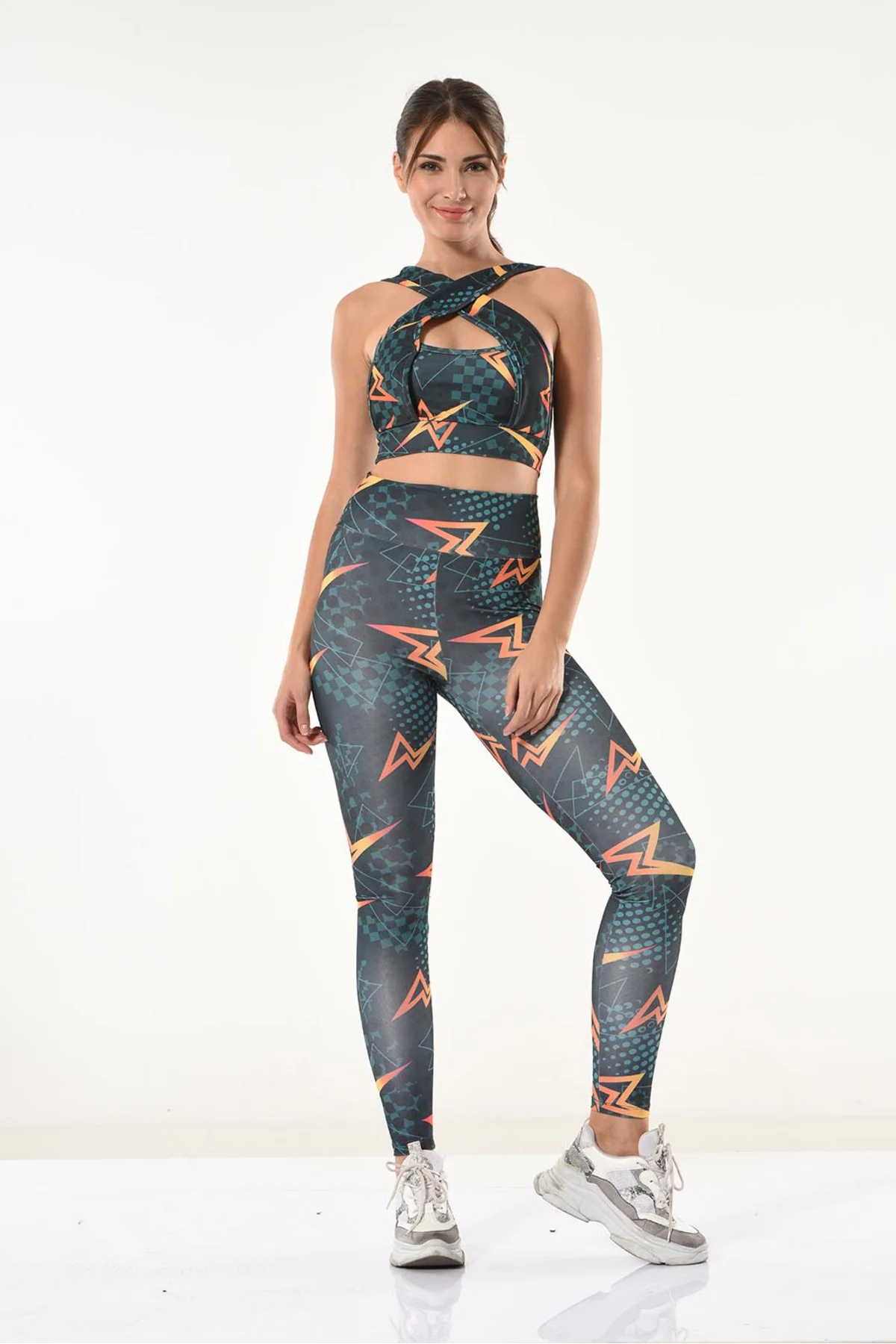 İç Giyim Derya Kurşun Sporcu Batik Büstiyer ve Tayt Takım
