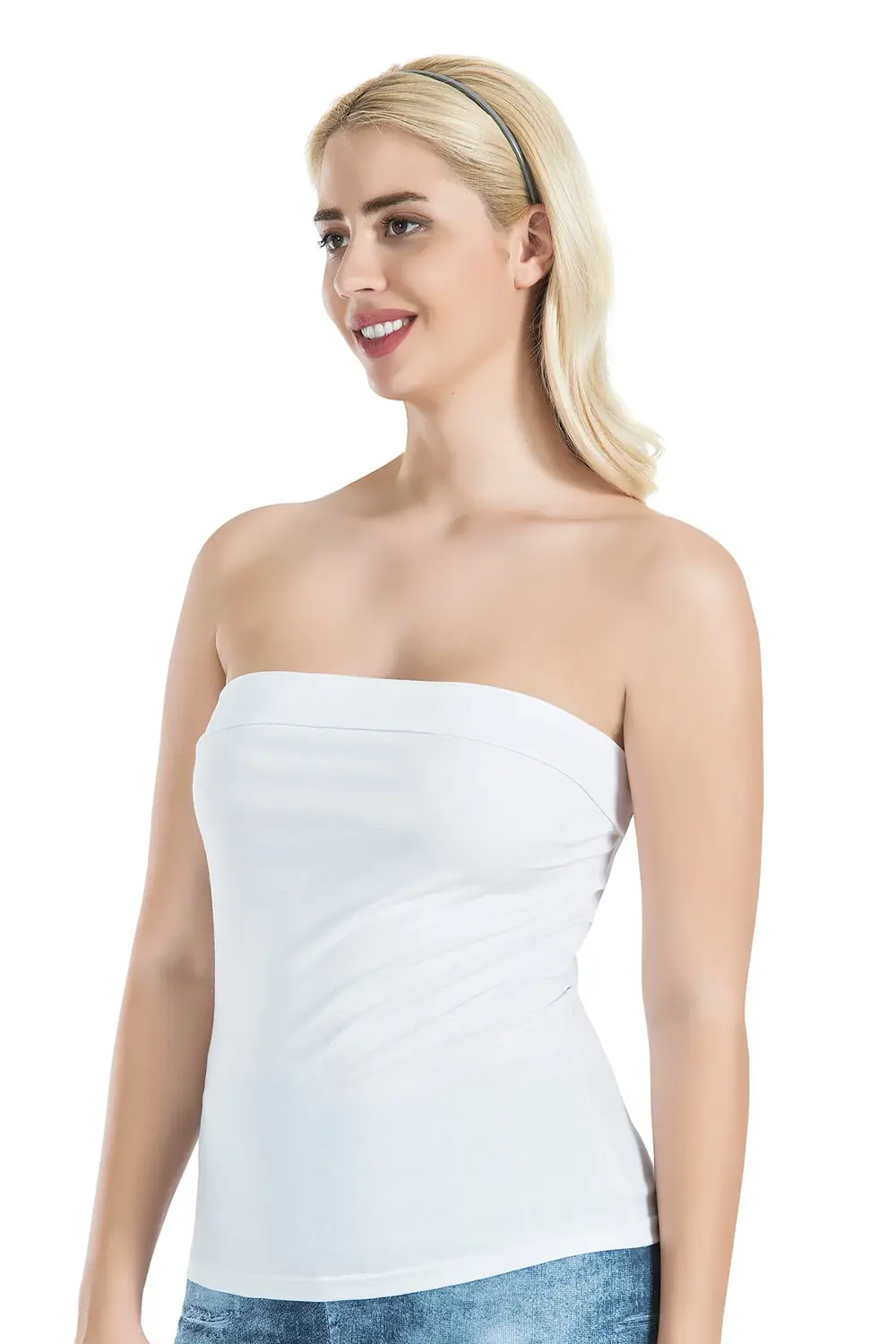 İç Giyim Derya Kurşun Düz Straplez Şık Bluz