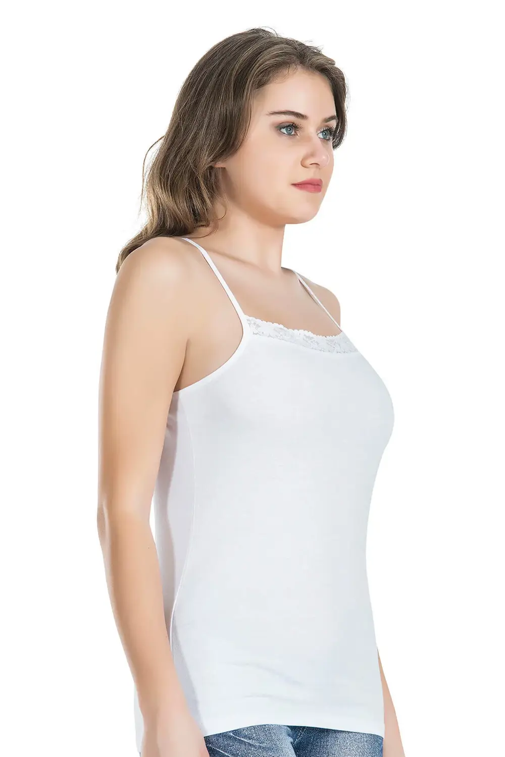 İç Giyim Derya Kurşun İnce Askılı Önü Dantel Atlet