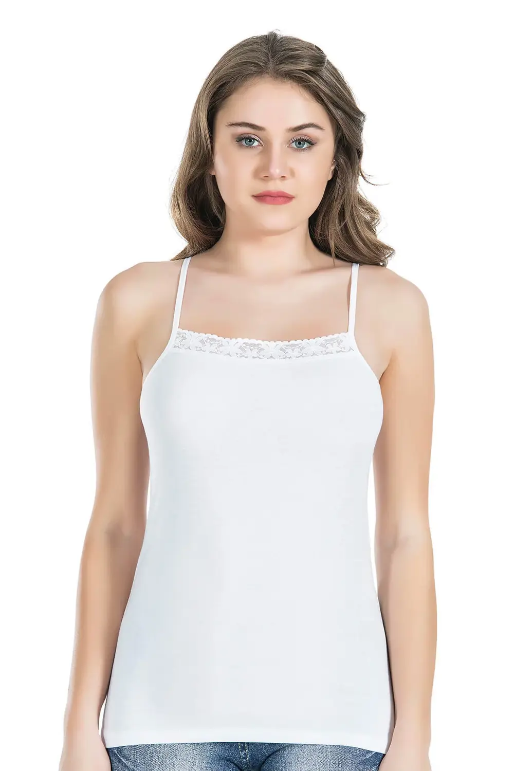 İç Giyim Derya Kurşun İnce Askılı Önü Dantel Atlet