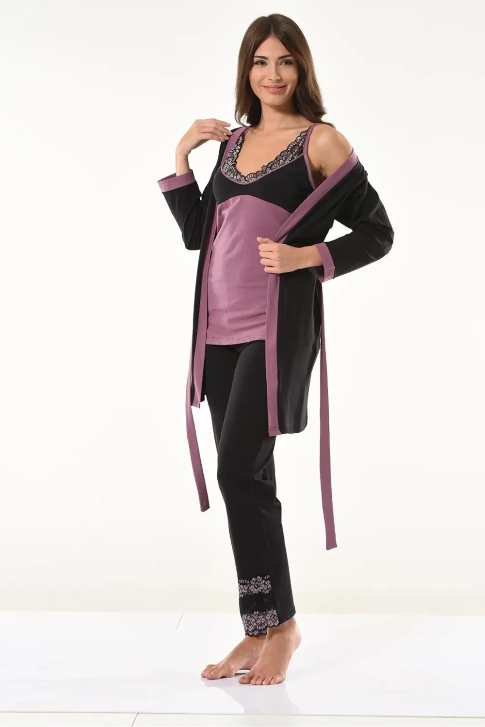 İç Giyim Derya Kurşun Pamuk Pijama Takım Set