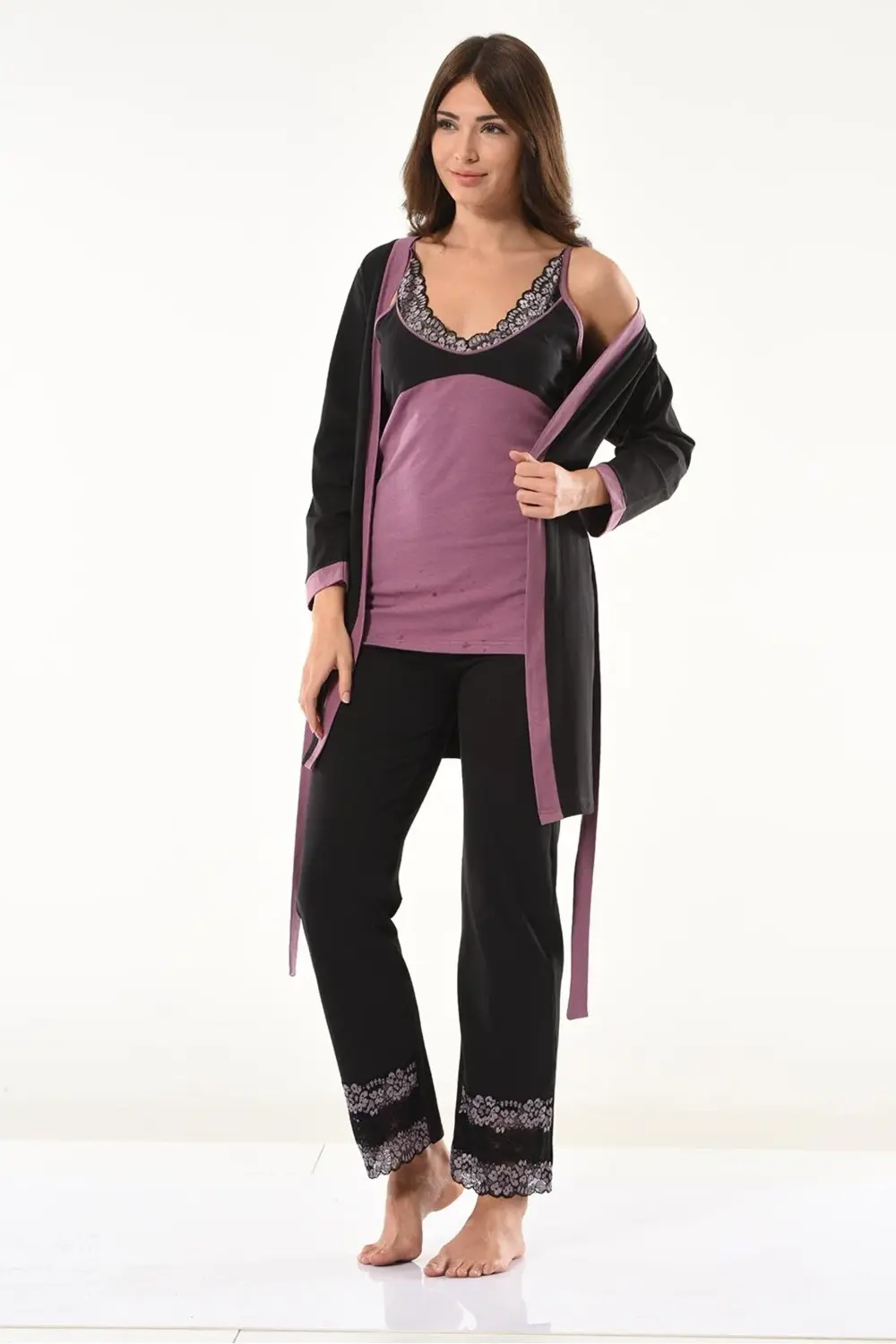 İç Giyim Derya Kurşun Pamuk Pijama Takım Set