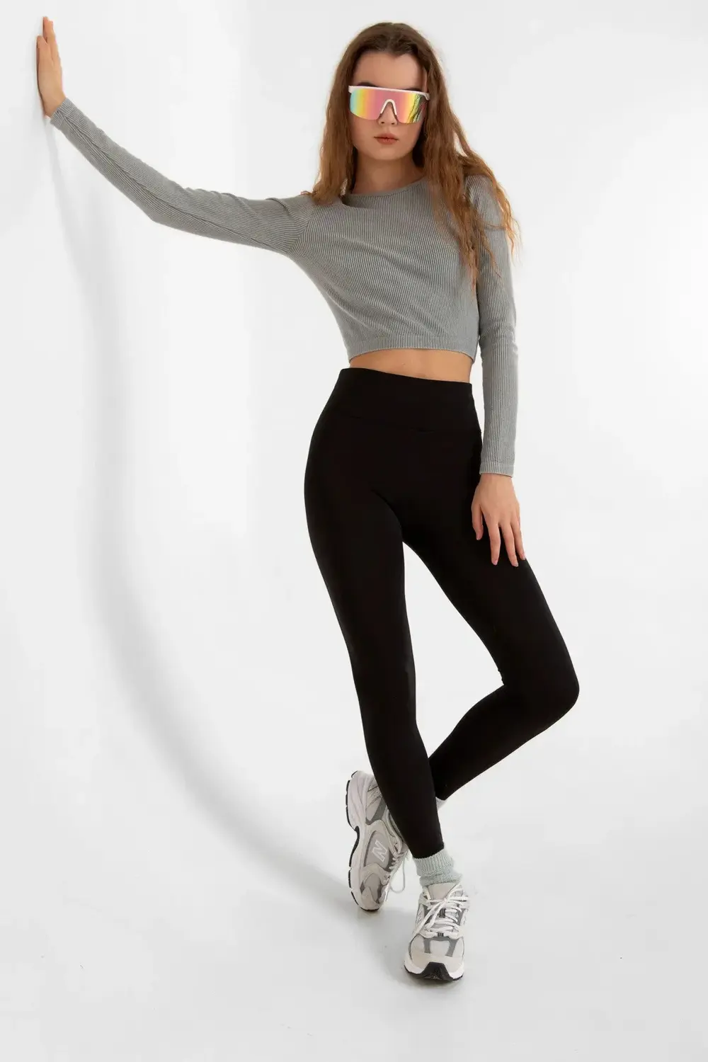 İç Giyim Derya Kurşun Yüksek Bel Şardonlu Kışlık Tayt