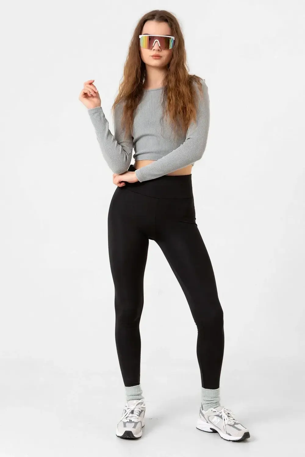 İç Giyim Derya Kurşun Yüksek Bel Şardonlu Kışlık Tayt