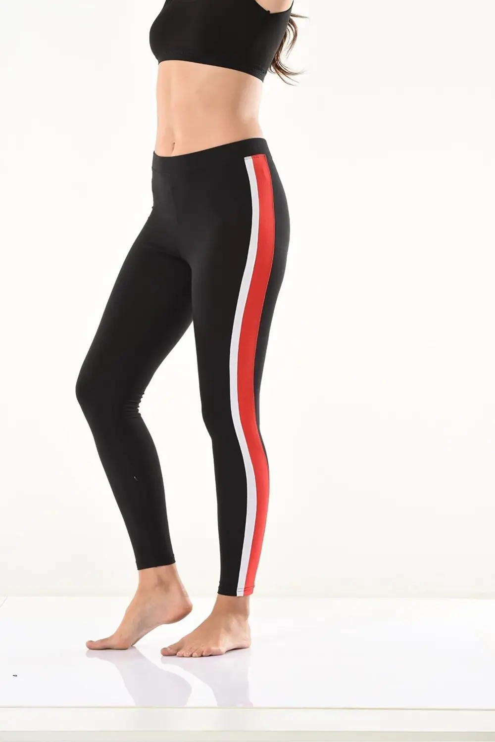 İç Giyim Derya Kurşun Yüksek Bel Yandan Şeritli Sporcu Tayt