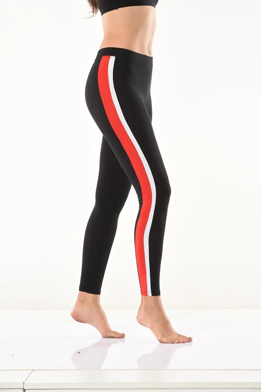 İç Giyim Derya Kurşun Yüksek Bel Yandan Şeritli Sporcu Tayt