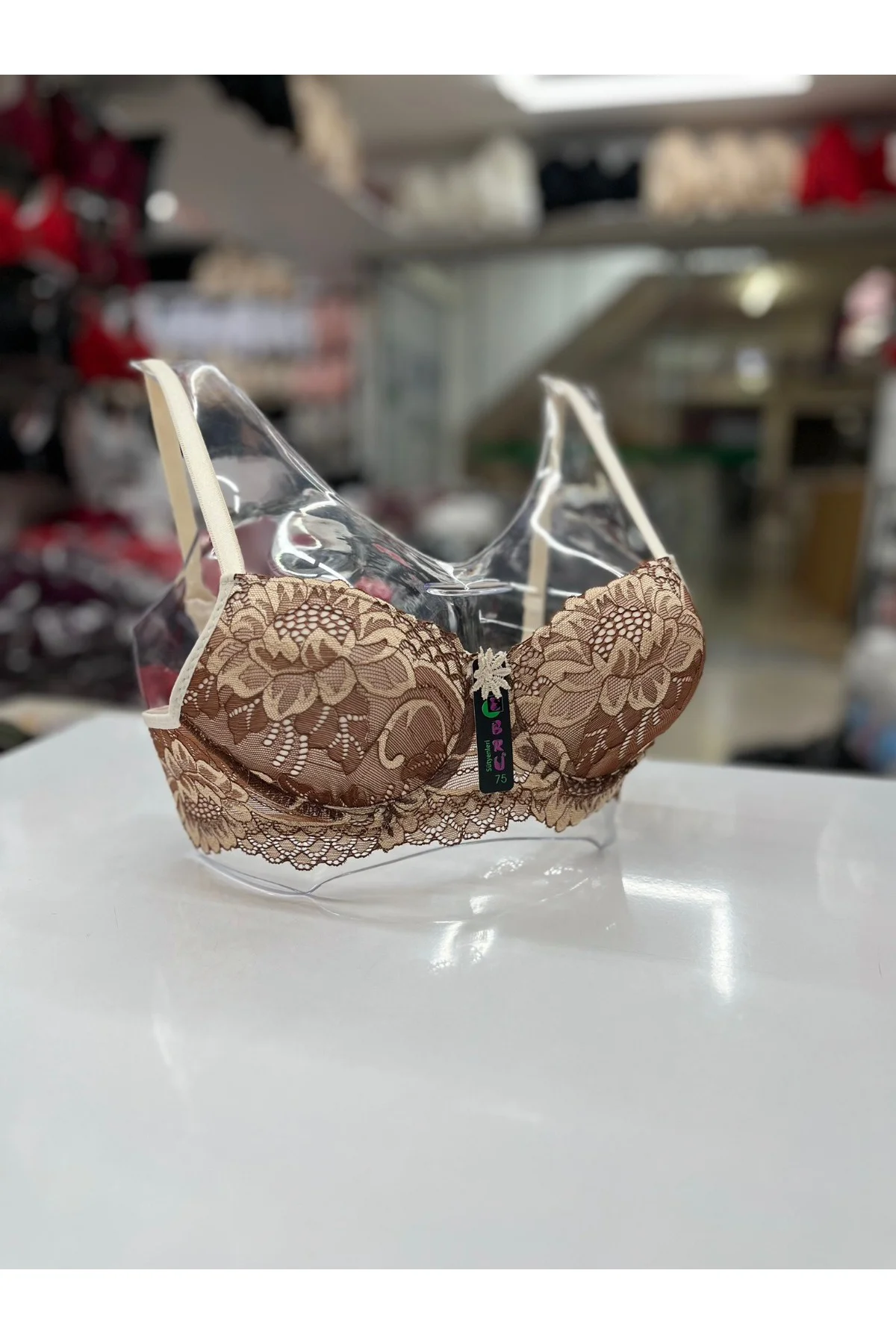 İç Giyim EBRU Lüx Silikonlu Desteksiz Balenli Ebruli Desenli Süty