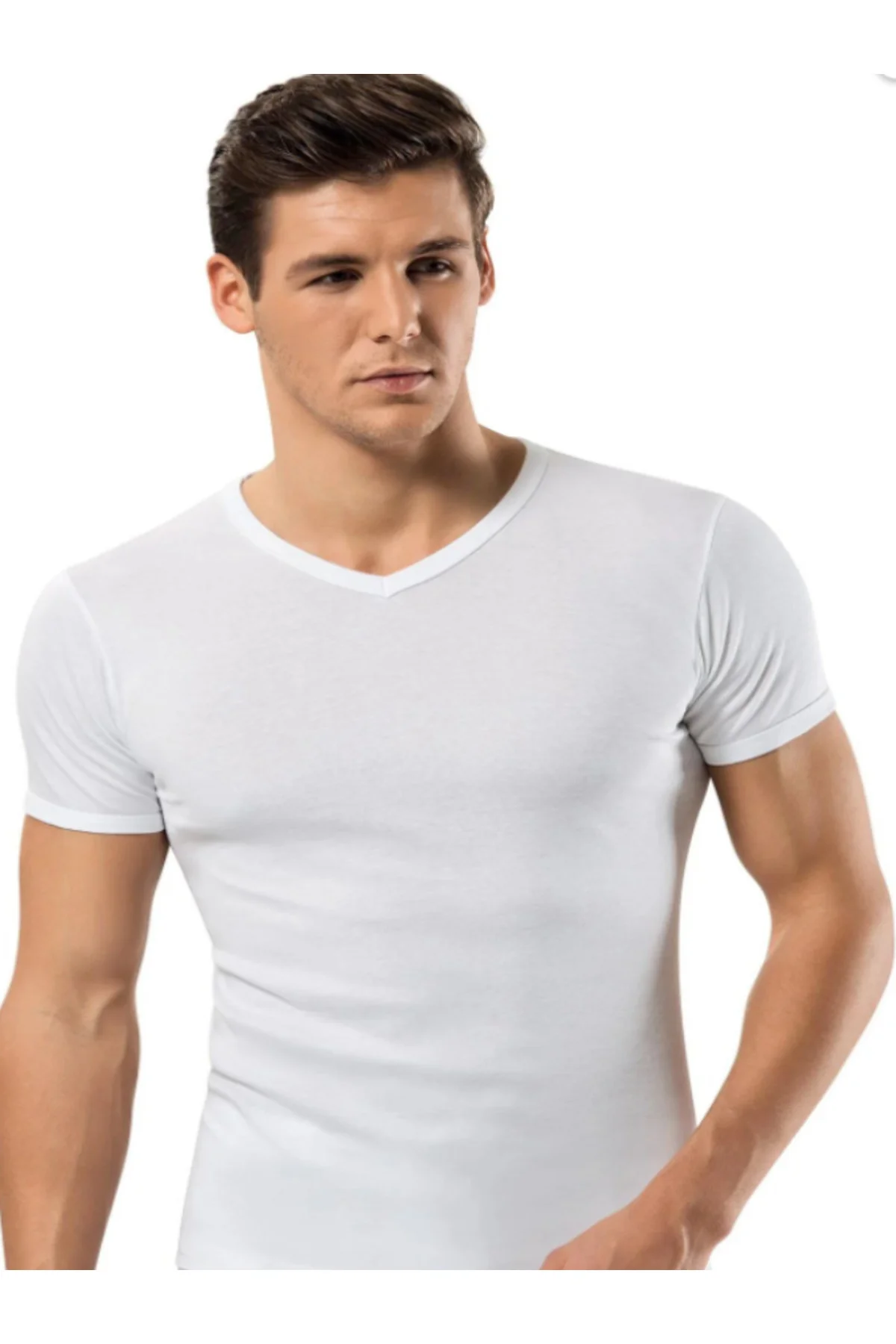 İç Giyim ERDEM %100 Pamuk Ribana V Yaka T-Shirt (3 ADET)