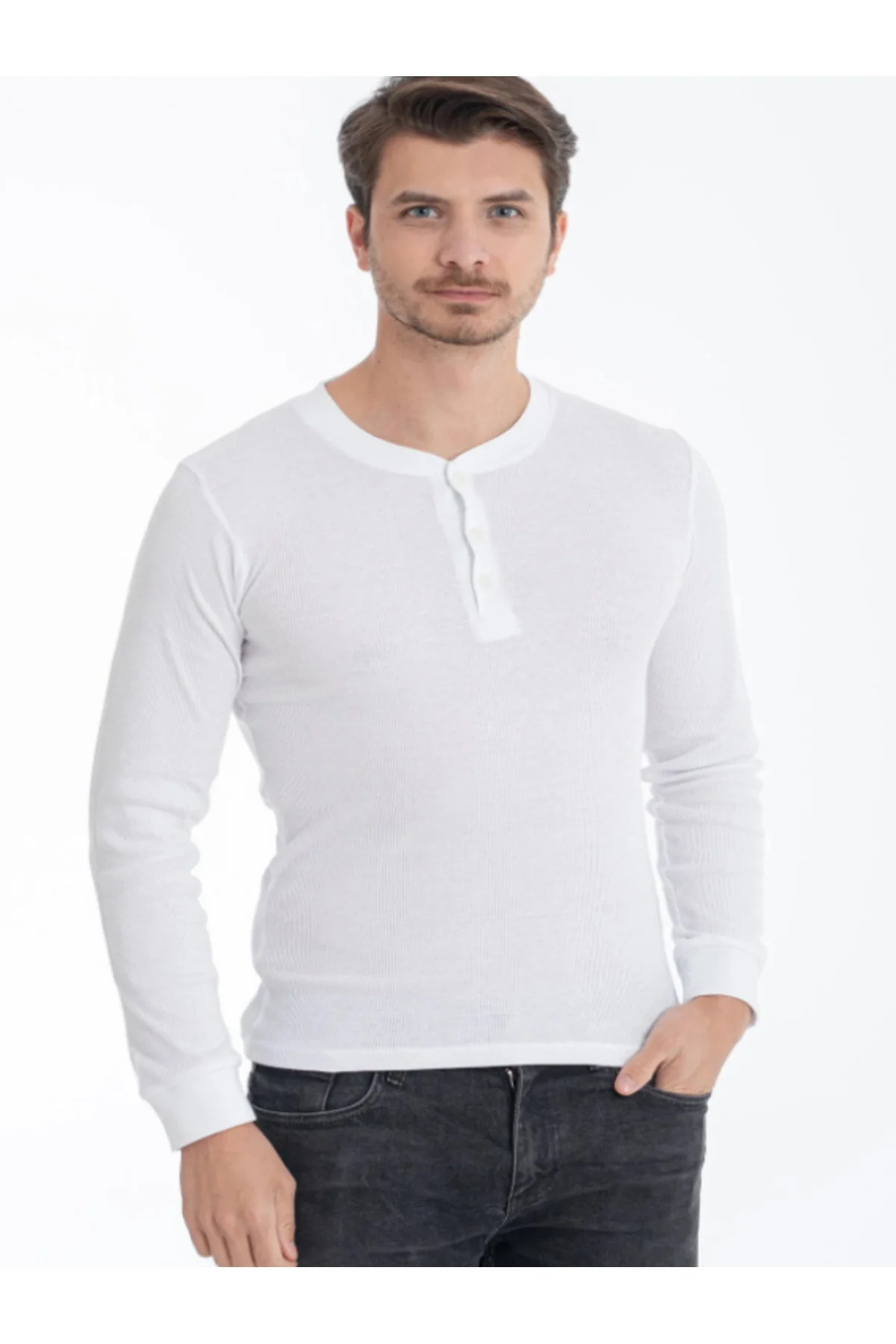 İç Giyim ERDEM Düğmeli Kaşkorse Uzun Kollu T-Shirt  (1 ADET)