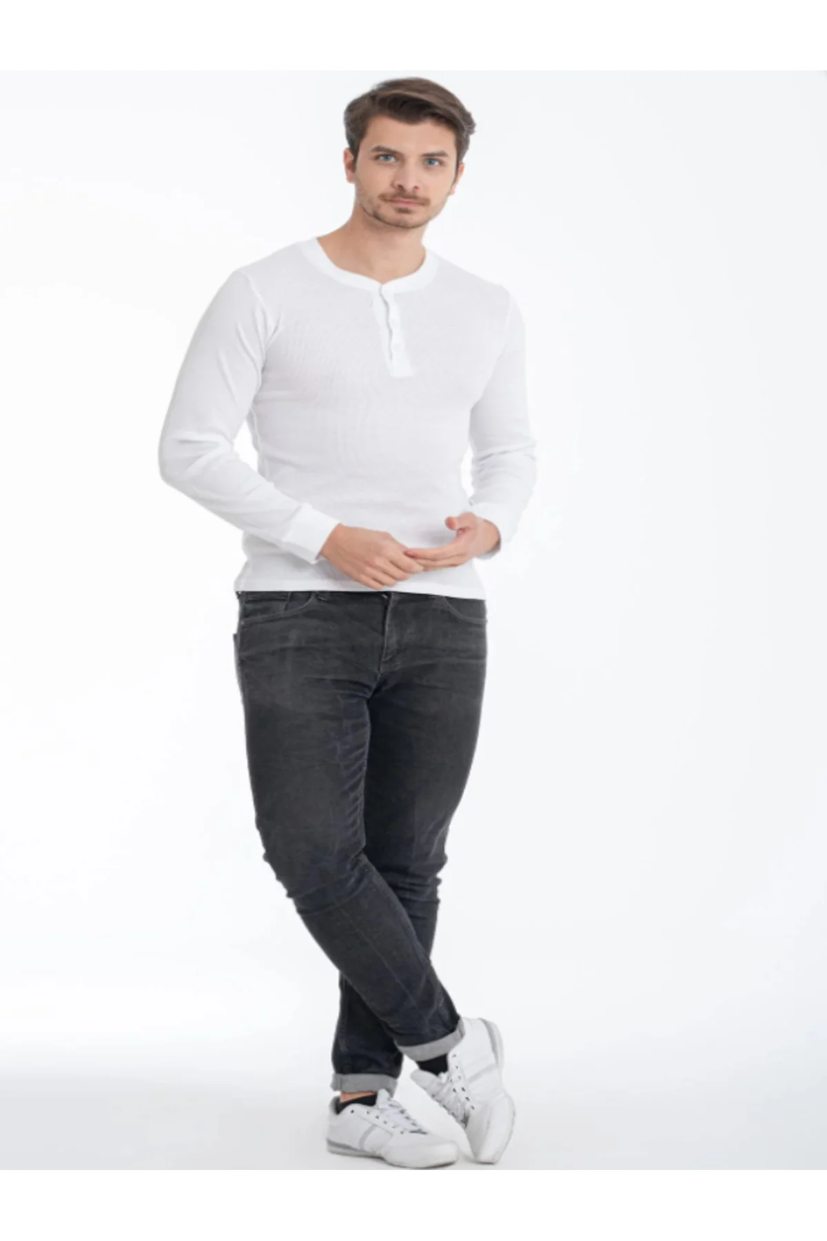 İç Giyim ERDEM Düğmeli Kaşkorse Uzun Kollu T-Shirt  (1 ADET)