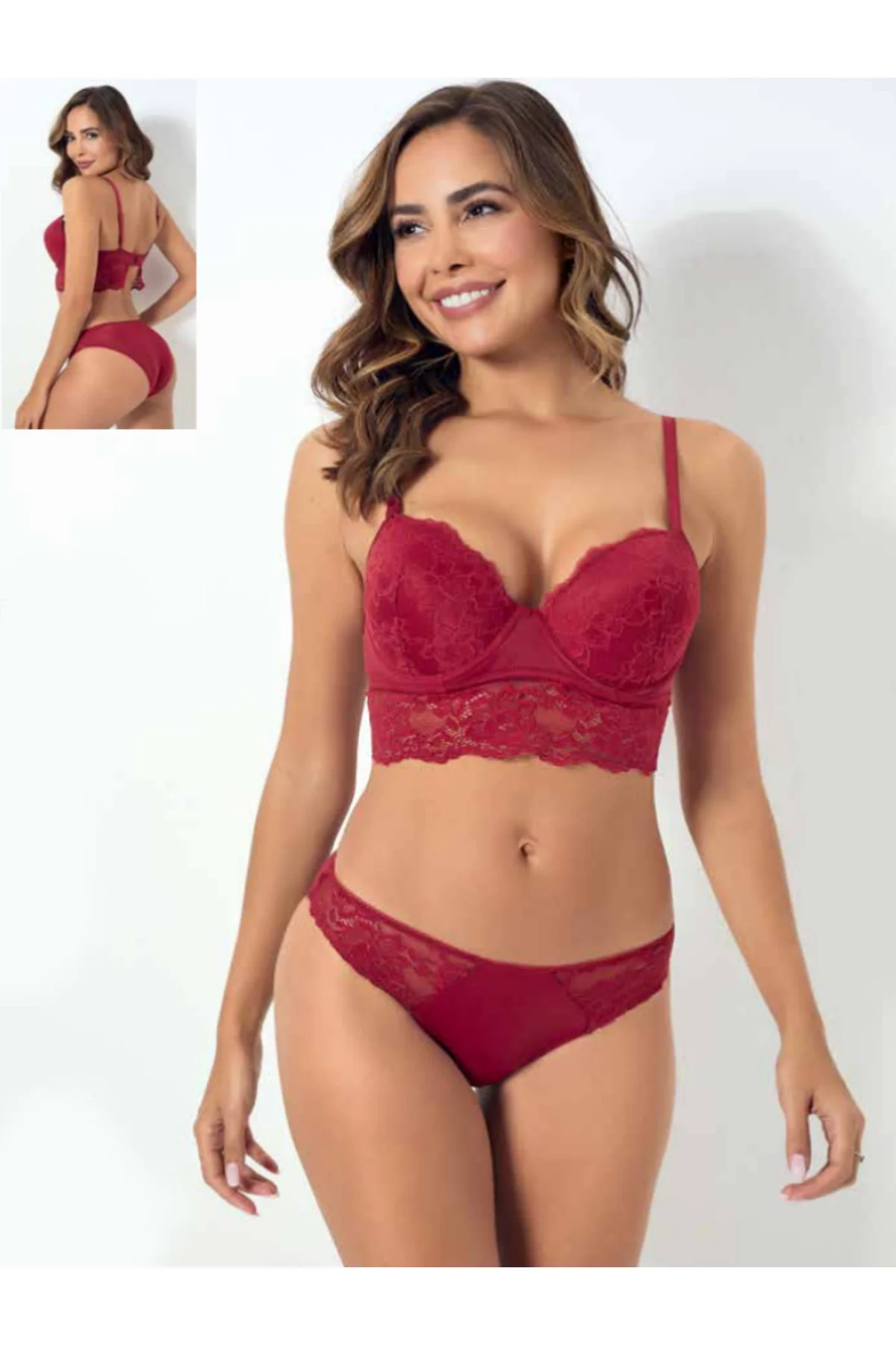 İç giyim GODEWO Micro Dantelli Balenli Destekli&Desteksiz Takım