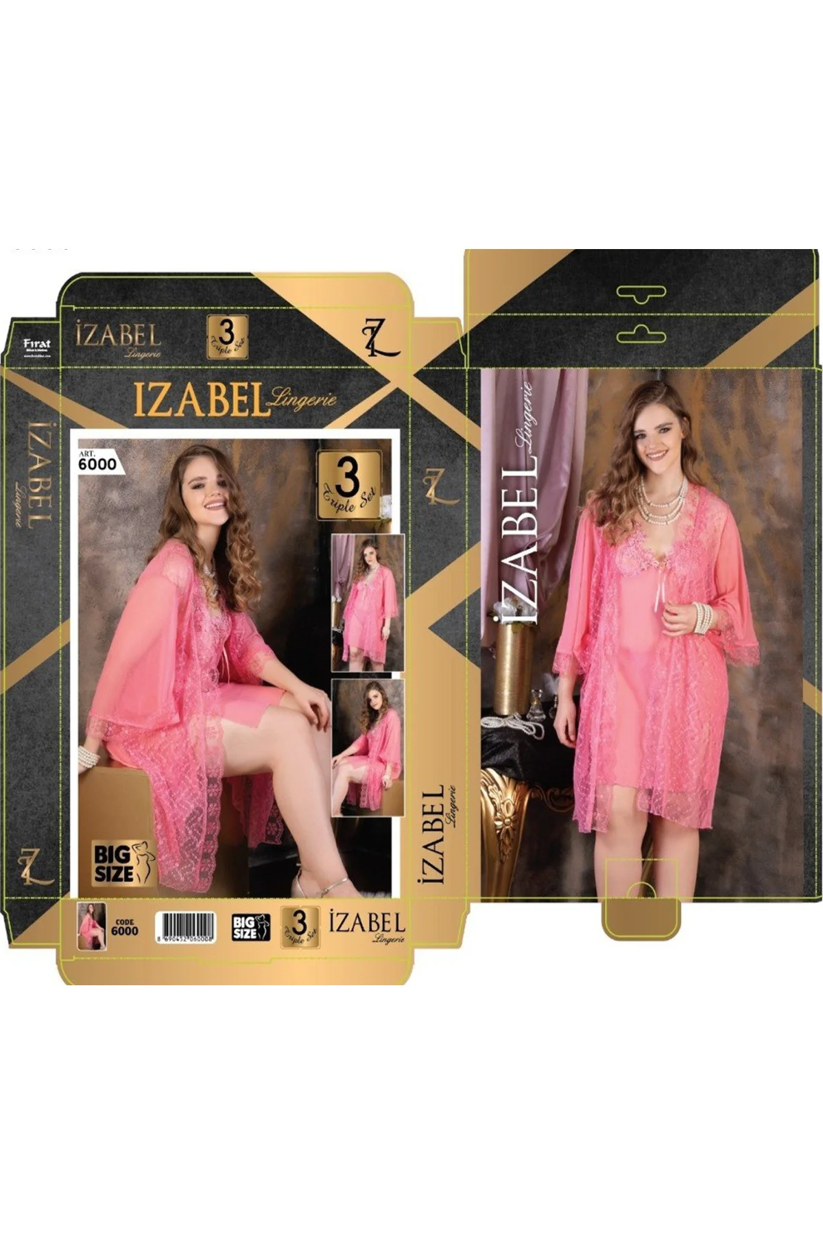İç Giyim İzabel 3'Lü Büyük Beden Gecelik Modelleri