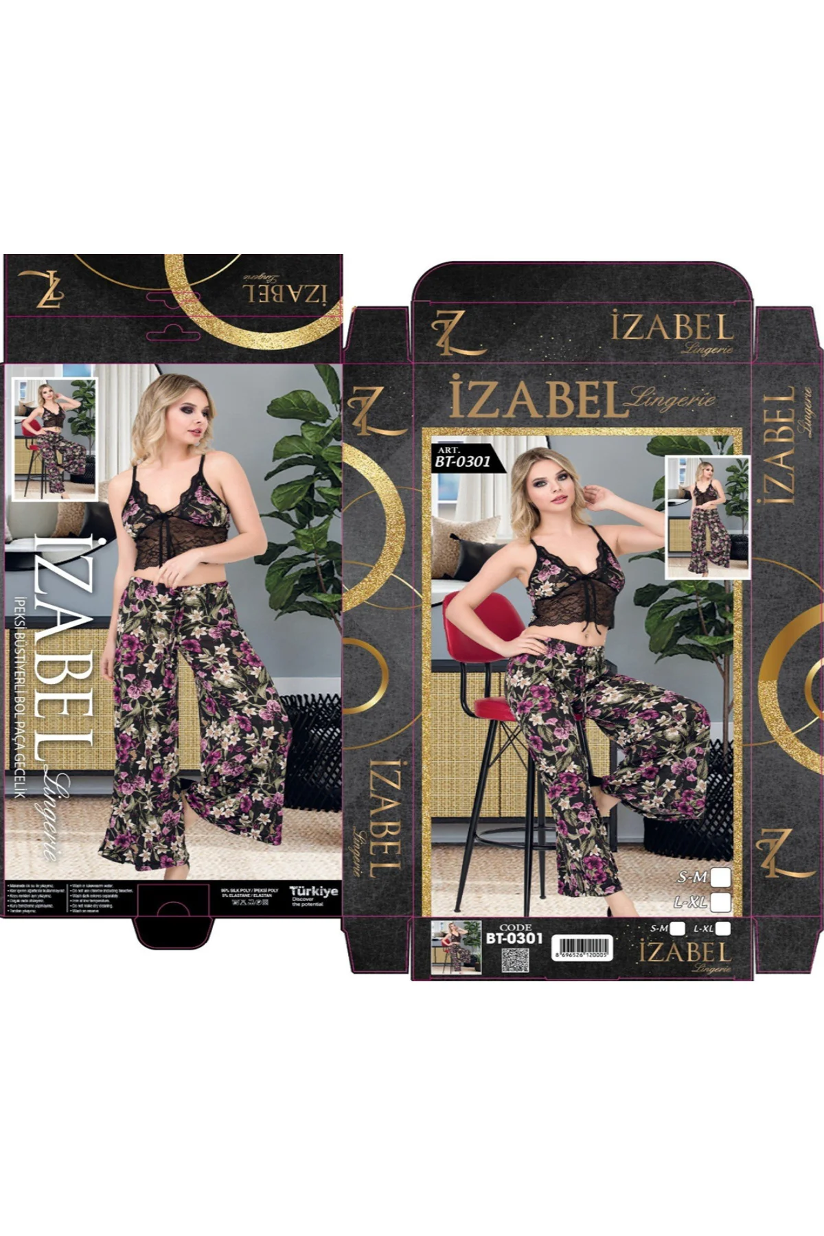 İç Giyim İZABEL ip askılı büstiyerli pijama takım