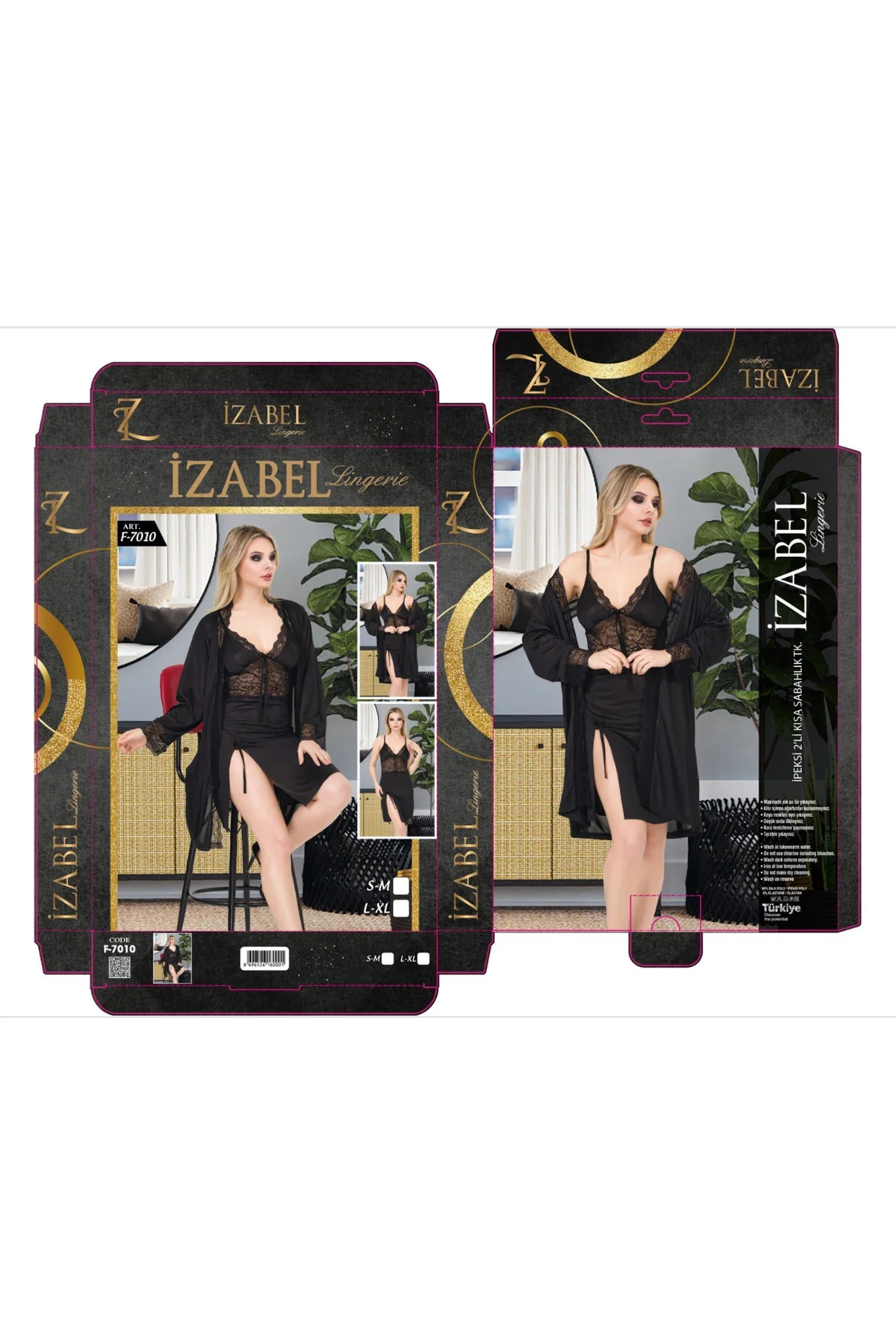 İç Giyim İZABEL Şık Kısa Sabahlık Gecelik Takım Modelleri