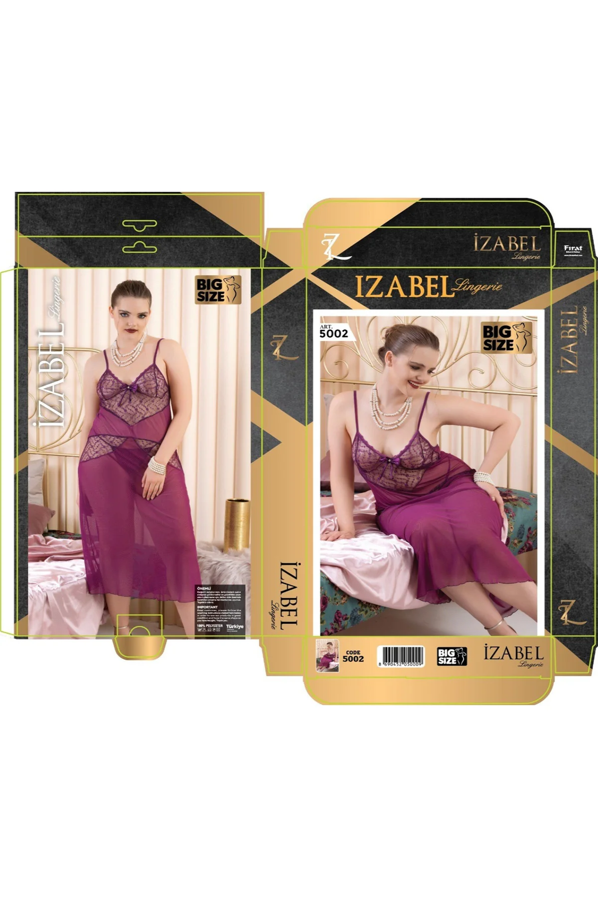 İç Giyim İzabel Uzun Tül Büyük Beden Gecelik Modelleri