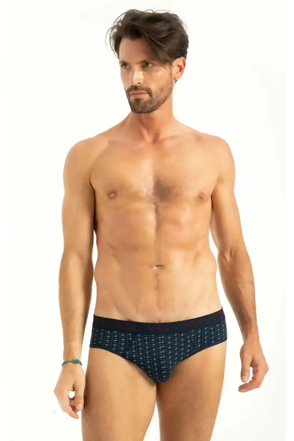 İç Giyim Kalın Lastik Baskılı Pamuk Kumaş Erkek Slip 3'Lü Paket