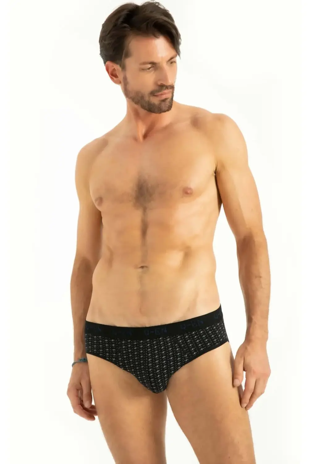 İç Giyim Kalın Lastik Baskılı Pamuk Kumaş Erkek Slip 3'Lü Paket