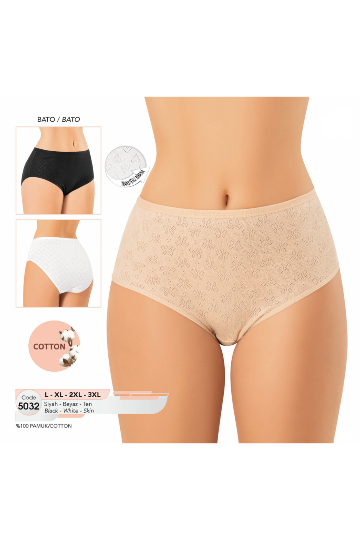 İç Giyim KOTA %100 Pamuk Büyük Beden (6 adet) Bato Külot